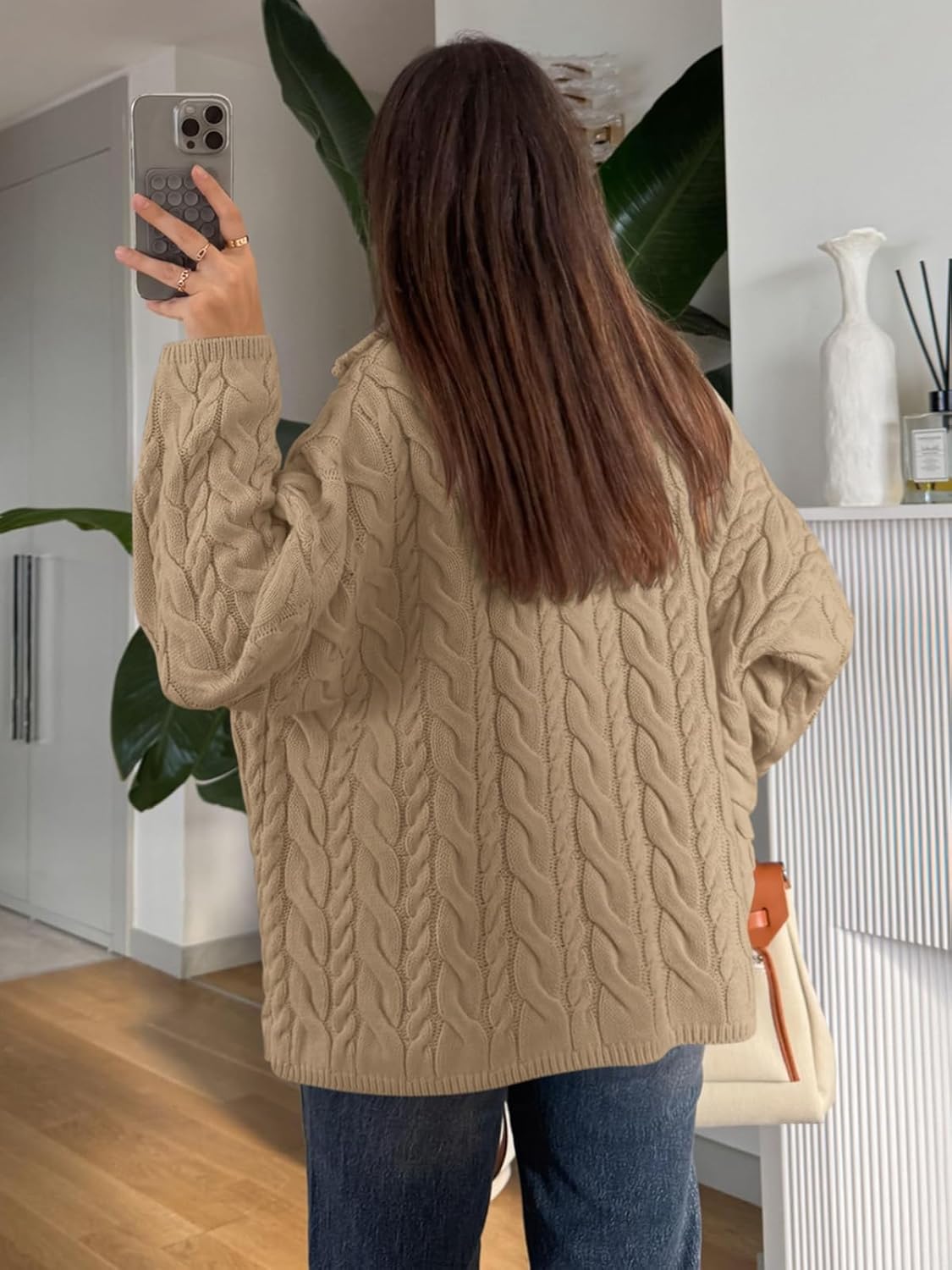 PRETTYGARDEN Womens Spring Sweaters 2026 Long Sleeve Quarter Zip Pullover Sweater Casual Loose V Neck Cable Knit Jumper Tops - Image 7