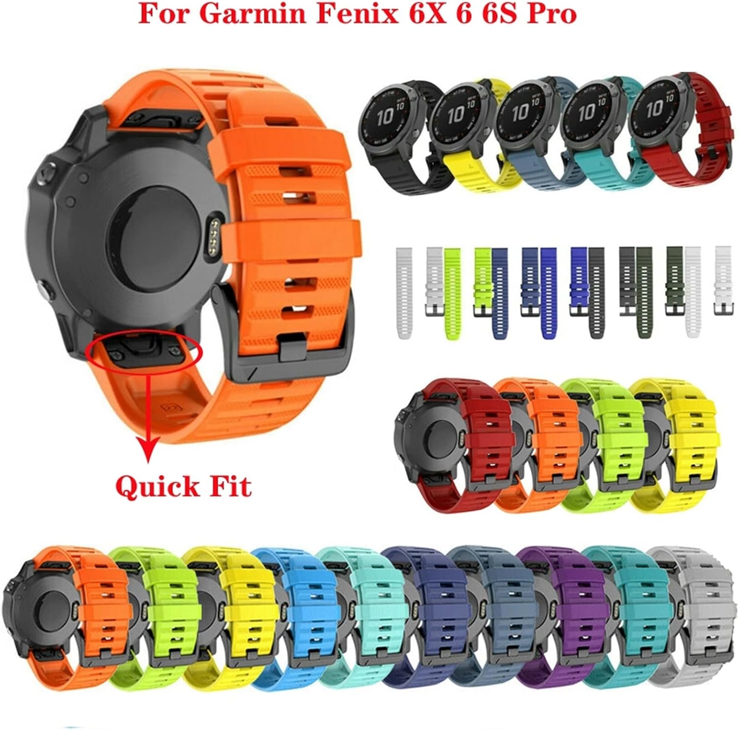 Silicone Quick Release Watchband for Garmin Fenix 7X 7 7S Watch Easyfit Wrist Band Strap for Fenix 6 Pro Watch 26 22MM Strap (Color : Teal, Size : Fenix 7)
