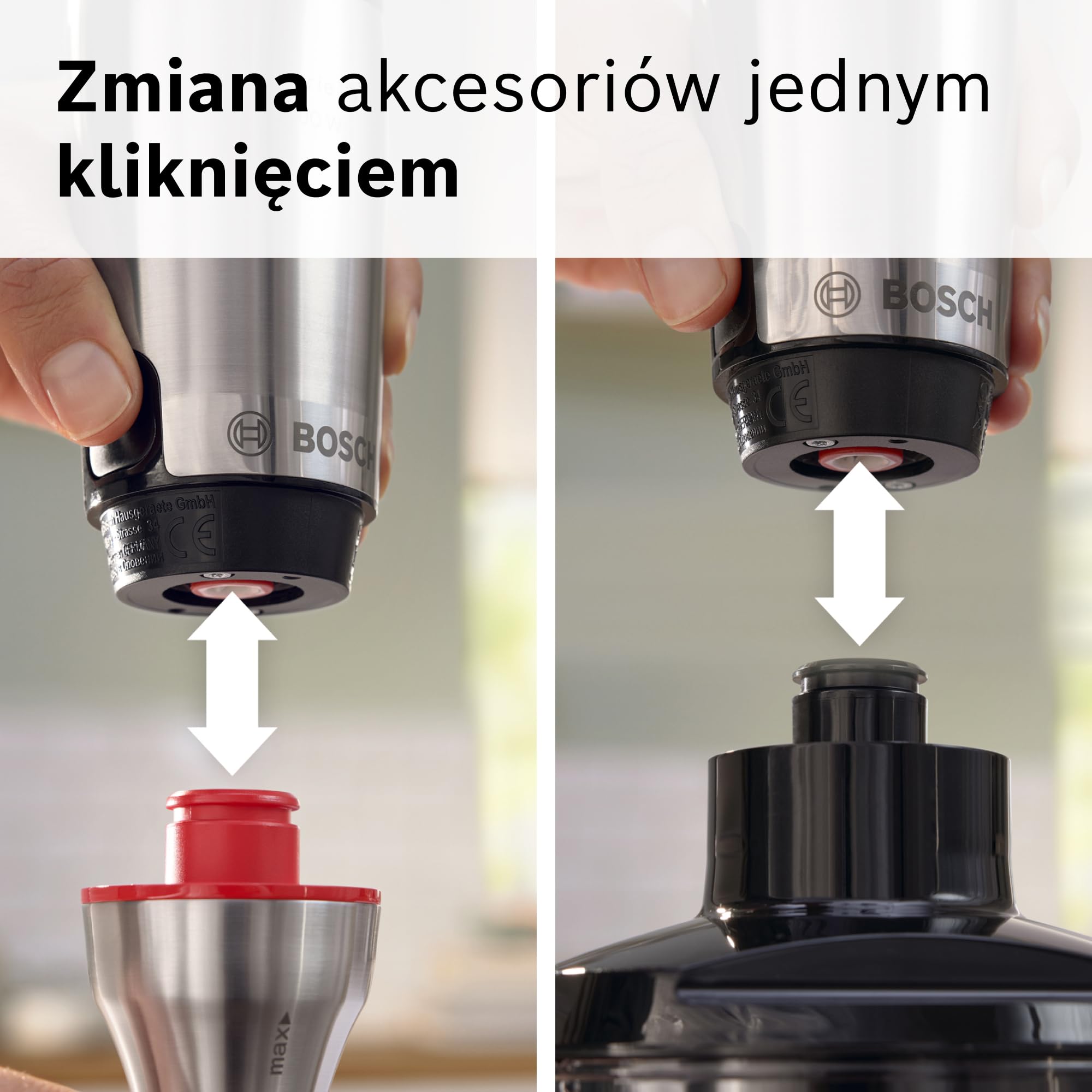 Bosch, blender ręczny, ErgoMaster Series 6, silnik 1200 W z chłodzeniem powietrznym, dynamiczna regulacja prędkości, system QuattroBlade Pro, akcesoria w zestawie, MSM6M820