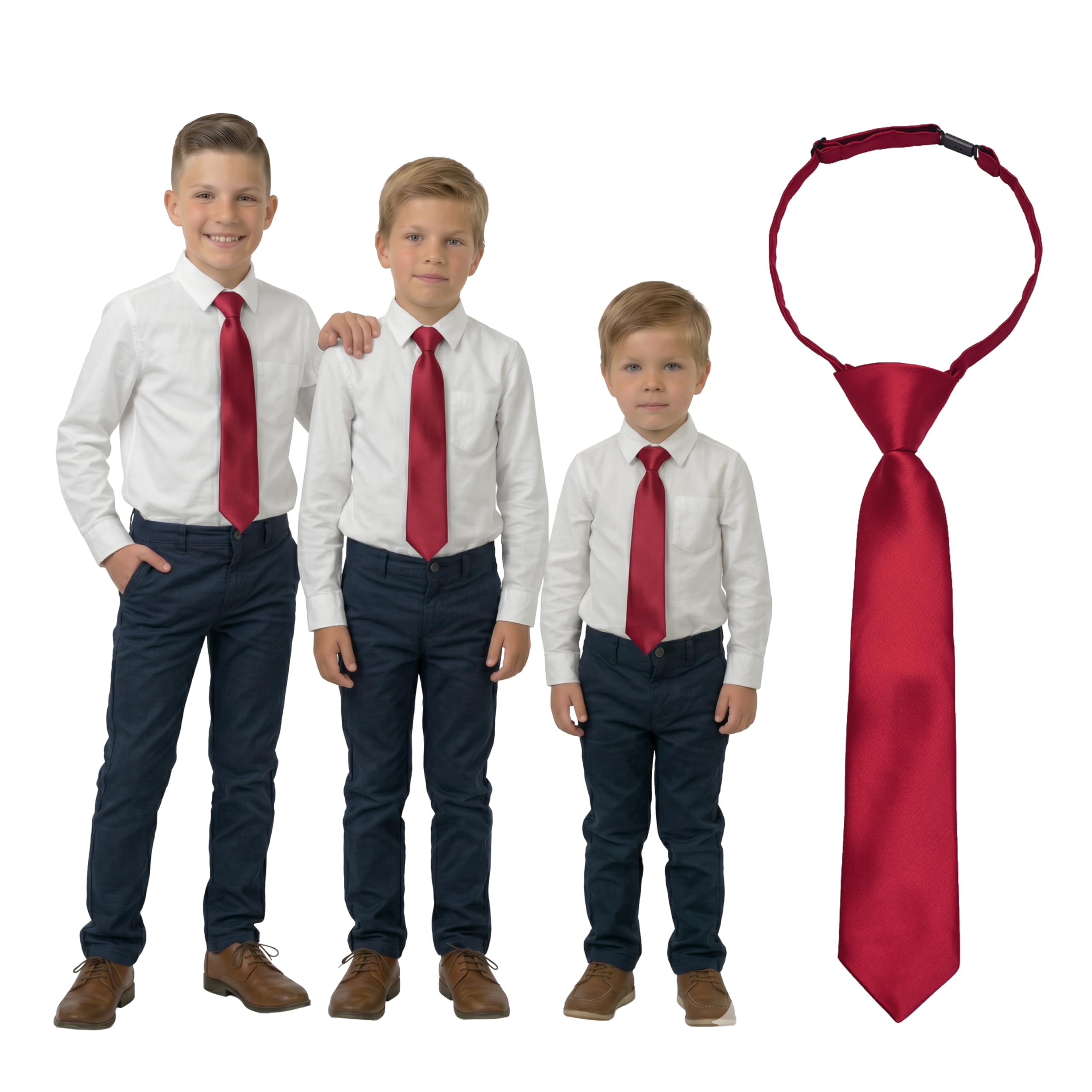 DonDon Corbata niño preatada y ajustable con clip 3 longitudes