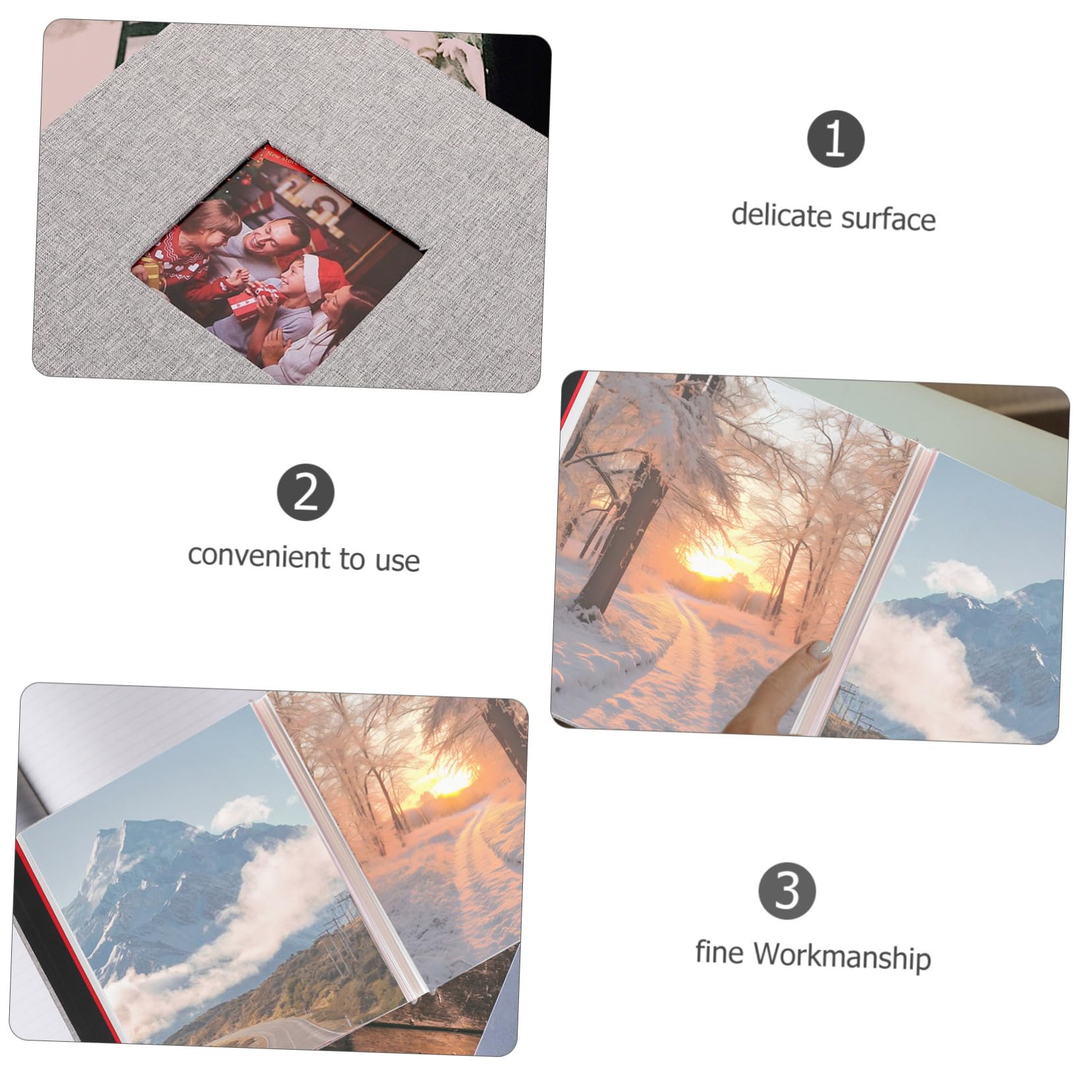 Álbum de Fotos de Ventana Autoadhesivo de Lino, 20 Hojas
