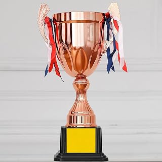 Tall Trophy Cup Gold Award Trophy Cups Metal Award Trophy Cup, Large Ears Trophy Cup for Sport Tournaments, Competitions, Party, (Color : Brass, Size : 15.3 * 8.6")