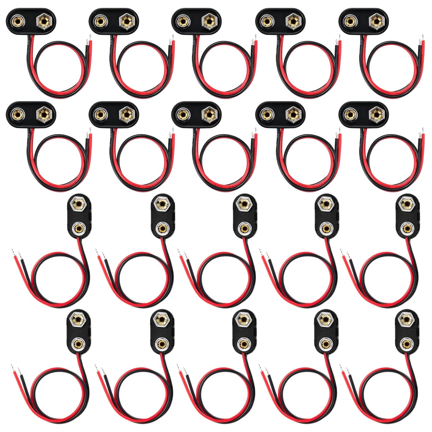 Connettore a Clip per Batteria da 9V, Supporto Connettori, Tipo T & Tipo I, 20 Pezzi