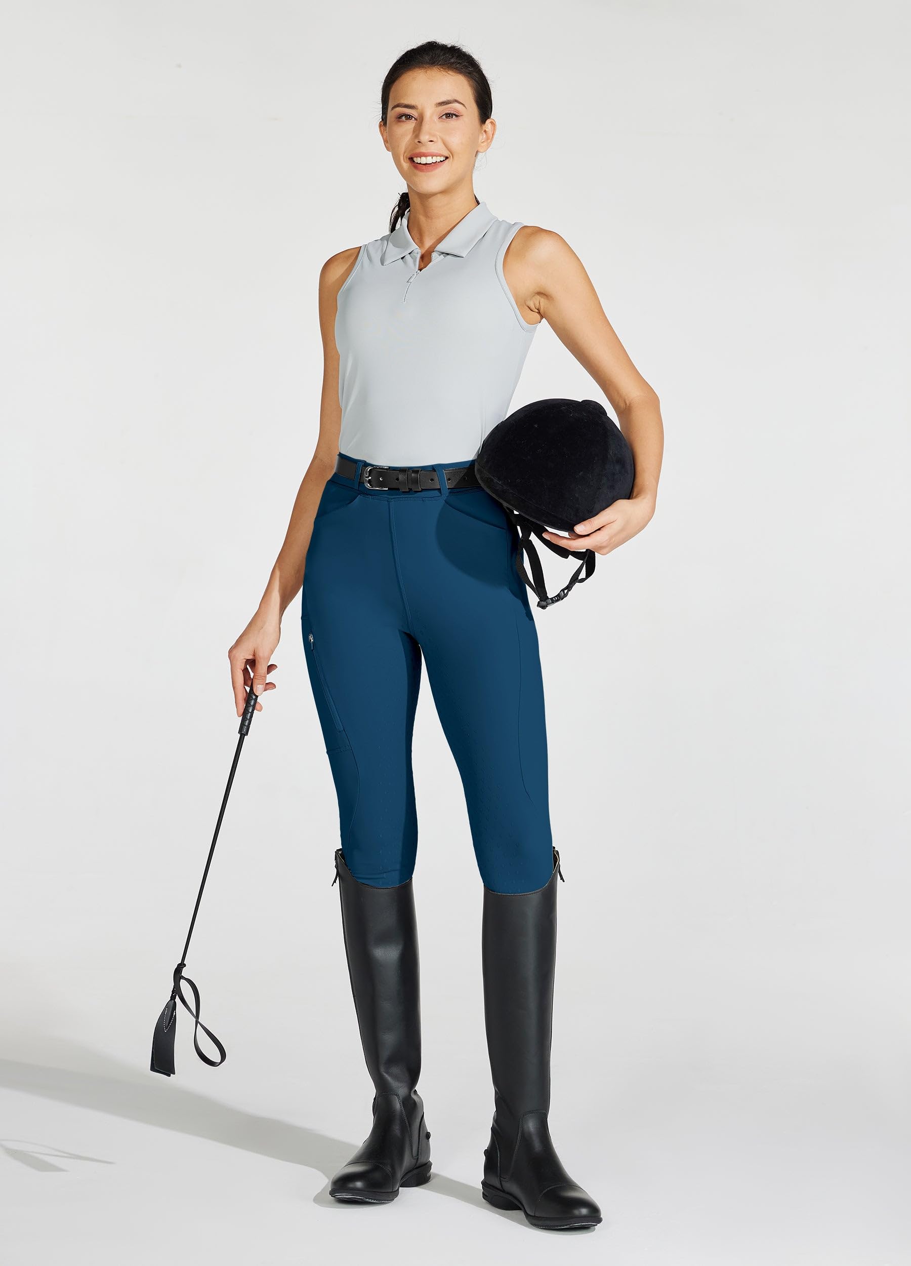 Willit Pantalones de equitación para Mujer, con Asiento Completo, de Silicona, con Bolsillo con Cremallera, Azul eléctrico, Small