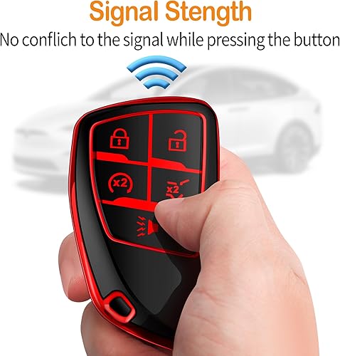 Miniatura 10 de Sindeda Funda para llavero Chevrolet con llavero de protección completa suave compatible con GMC Yukon Tahoe Suburban 1500 Chevy 2021-2024 (5