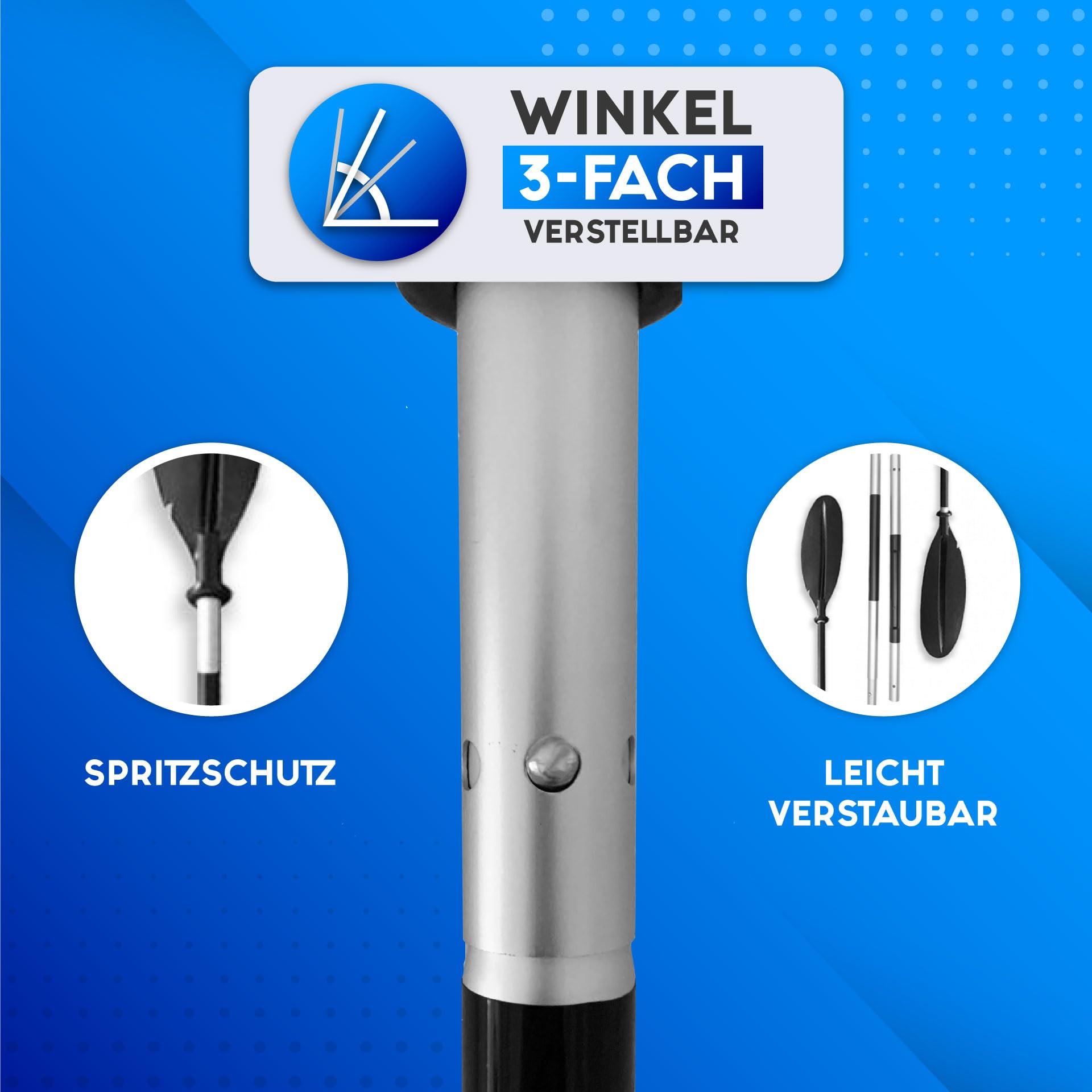Skinhawk Aluminium Kajak Paddel 222cm Doppelpaddel mit Verstellbaren Paddel-Blätter Kajakfahren Kanusport Rudersport Stechpaddel Super Leicht