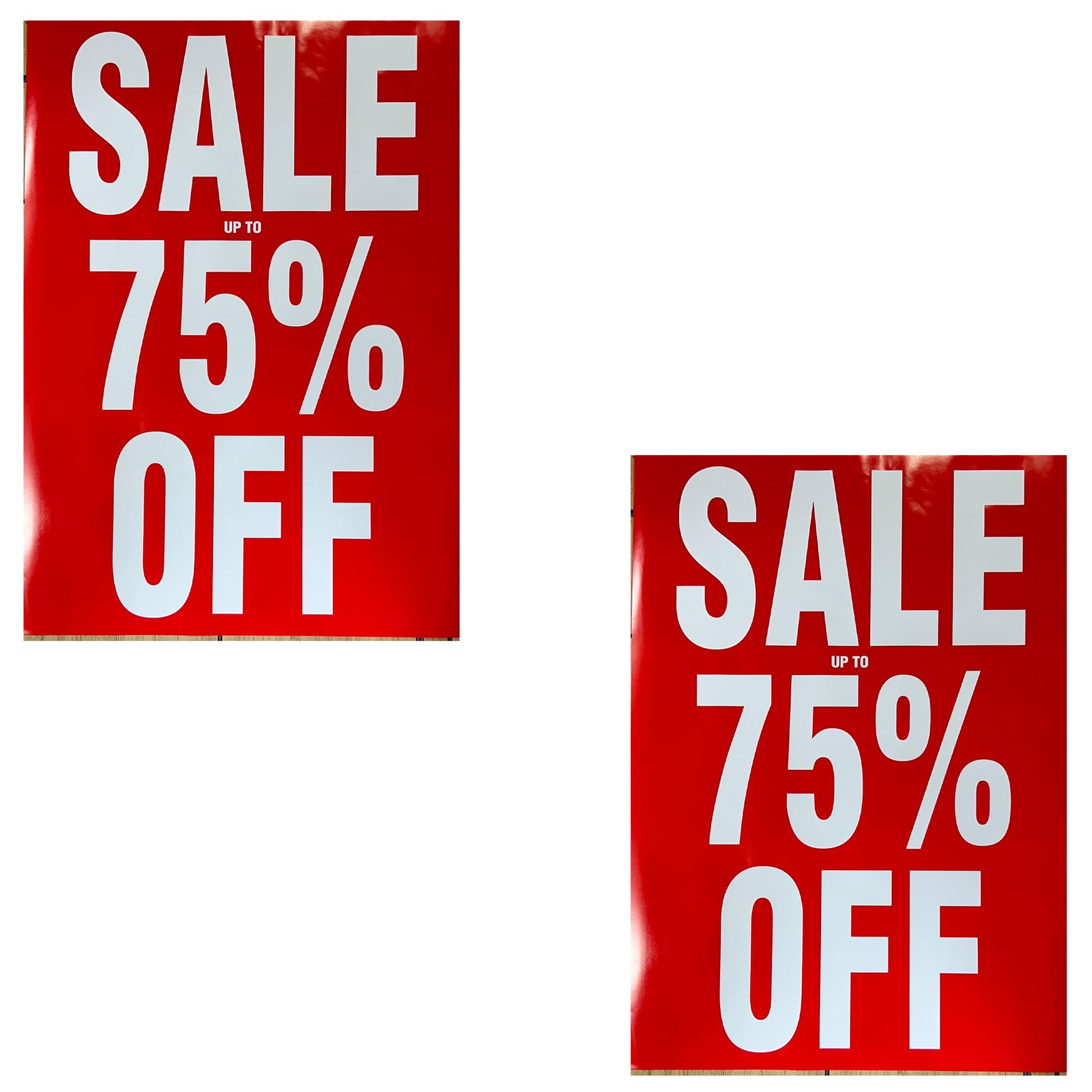 SALE UPTO 75 PER OFF Printed Sale Posters Window Display Sign/BANNERS/Advertising Business Shop Sign Shop Display Window Banner Reusable Posters Size A1 (2 X POSTER 75 PER OFF)