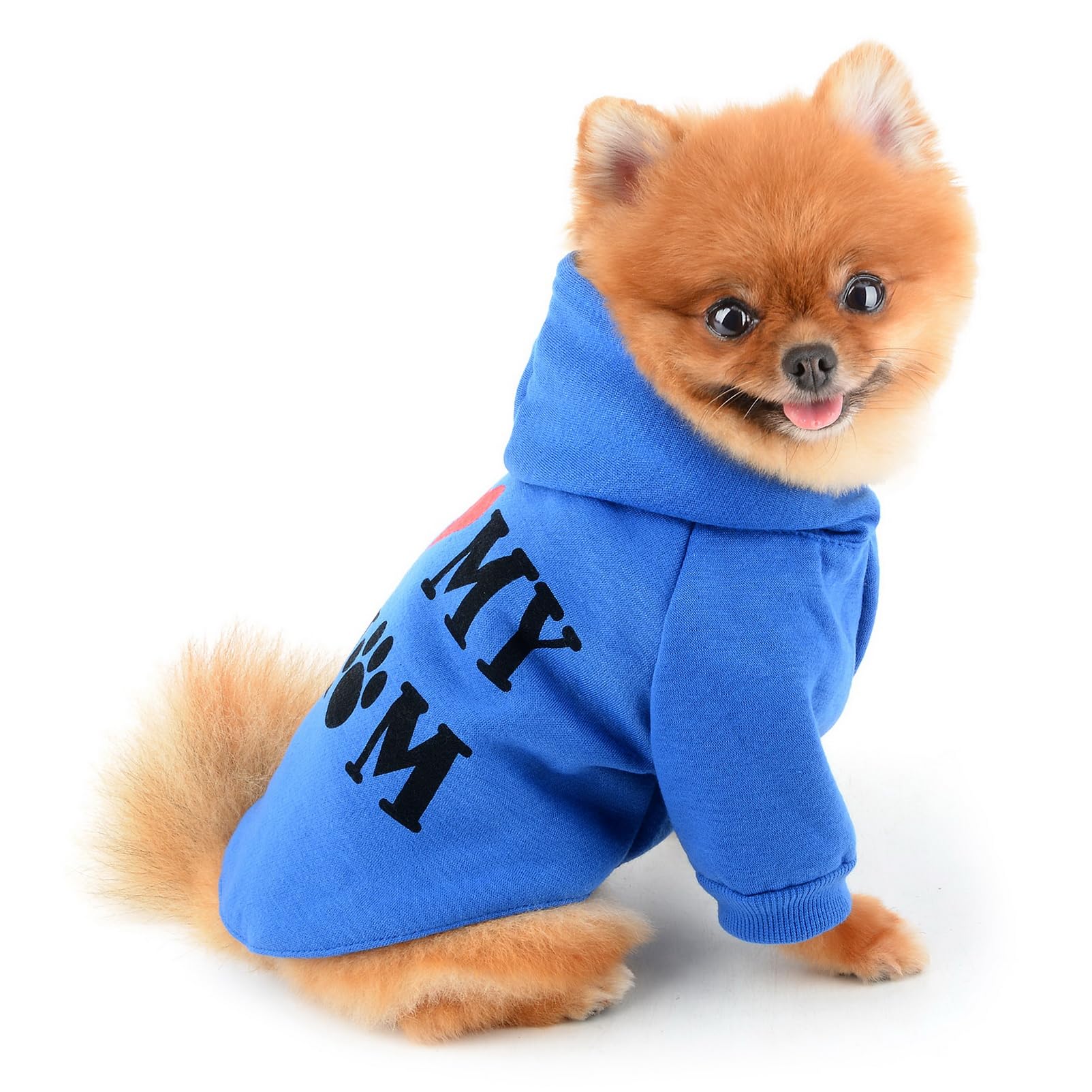 SMALLLEE_LUCKY_STORE Dog Hoodie for Small Dog Pet Pullover Sweatshirt with Letter I Love My Mom and Leash Hole - Image 2