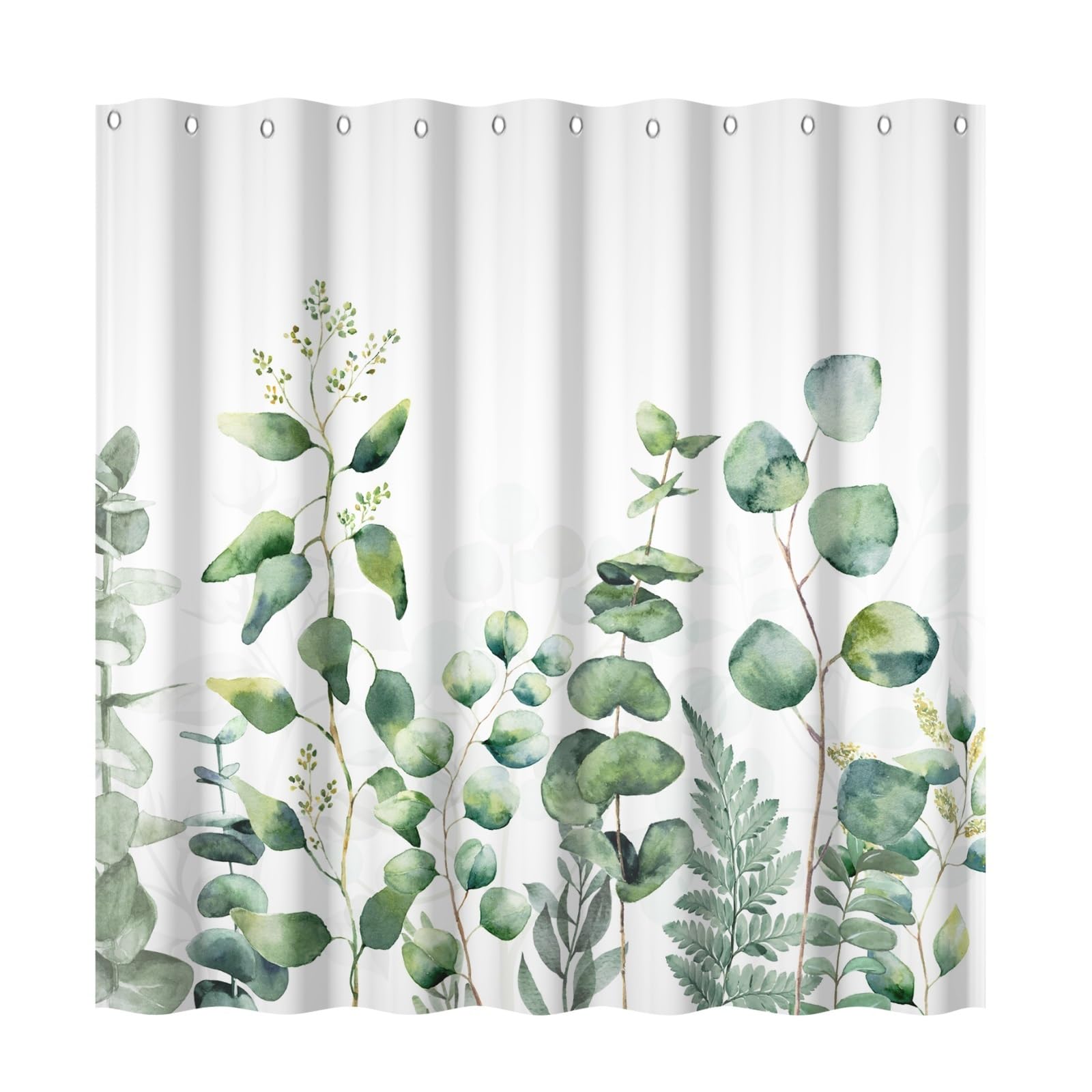 Yeele Green Leaf Shower Curtain, Plant Shower Bath Teal Leaves Curtain Machine Washable, Waterproof Fabric Shower Curtains Set for Bathroom Decor with Hooks 48x72 Inches