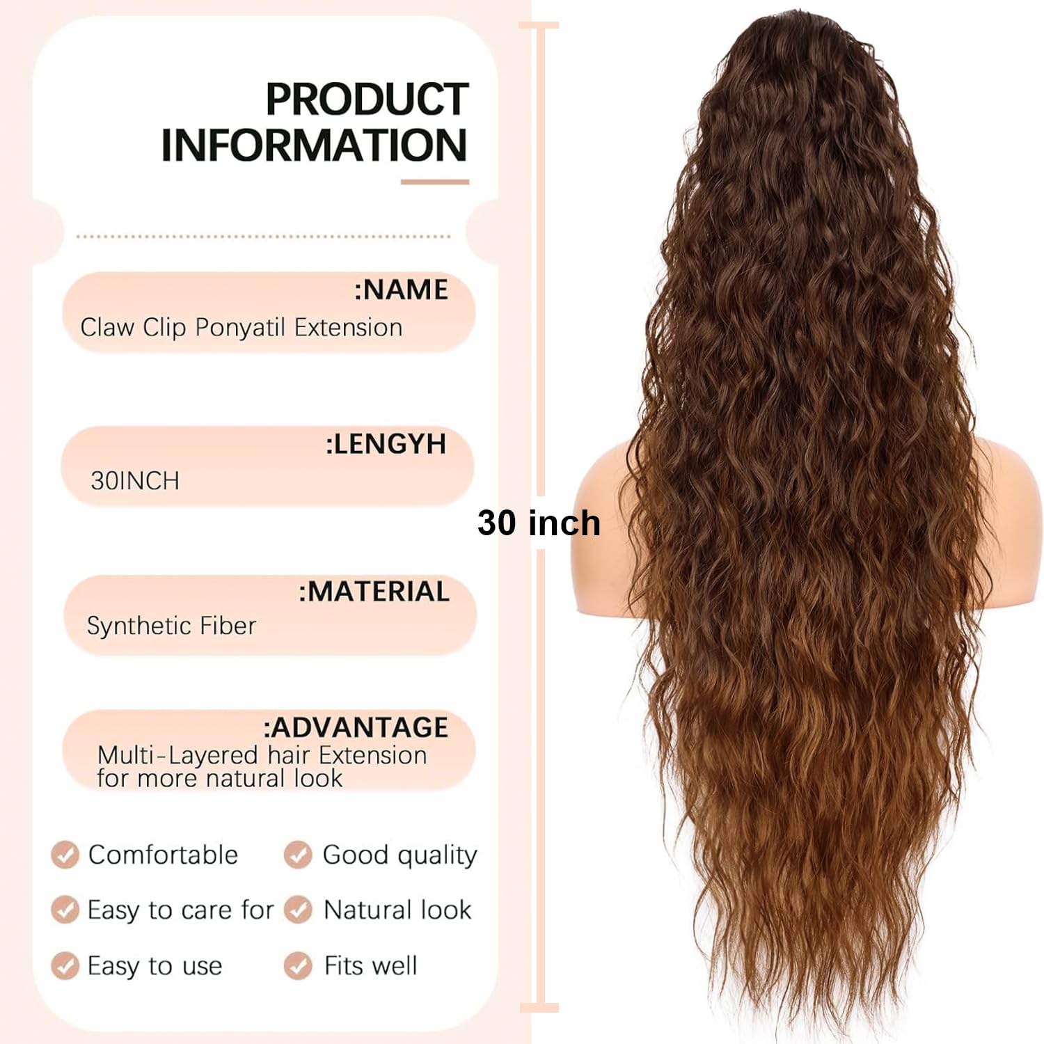 PORSMEER Claw Ponytail Hair Extension 30 inches - Image 4