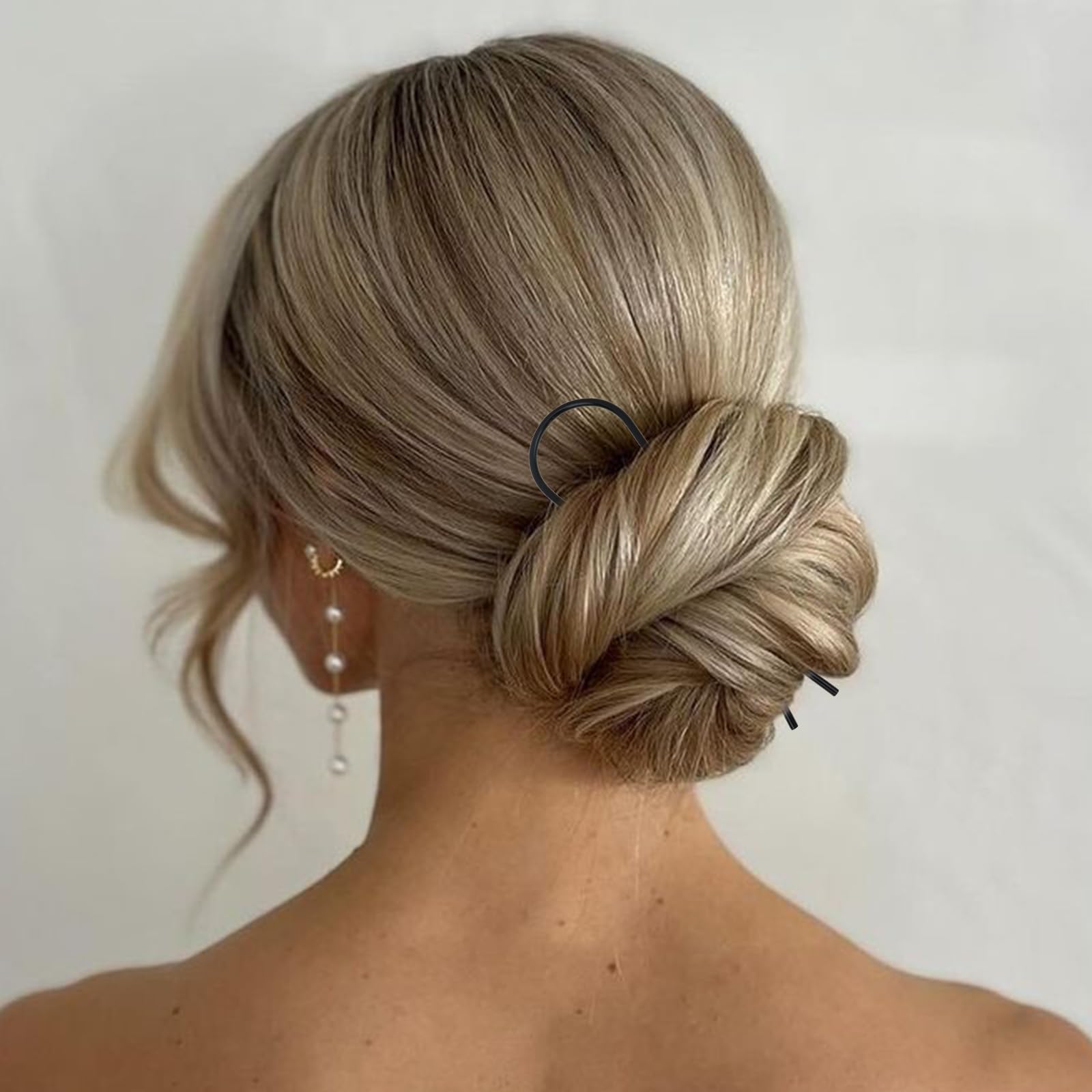 Forcine per capelli francesi, 8 forcine nere per capelli da donna, pettini laterali in metallo, forcine per capelli a forma di U, per chignon, forcine per capelli per acconciature