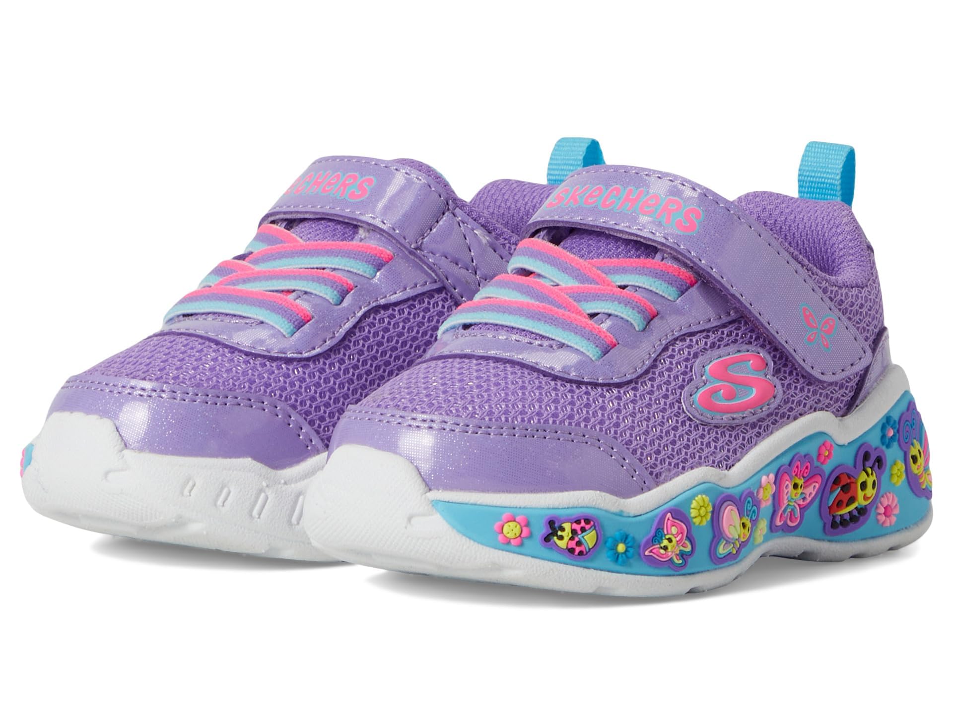 Skechers Baby Girl's Play Scene Fun Squad Sneaker, Purple Sparkle Synthetic/Multi Trip, 5 UK