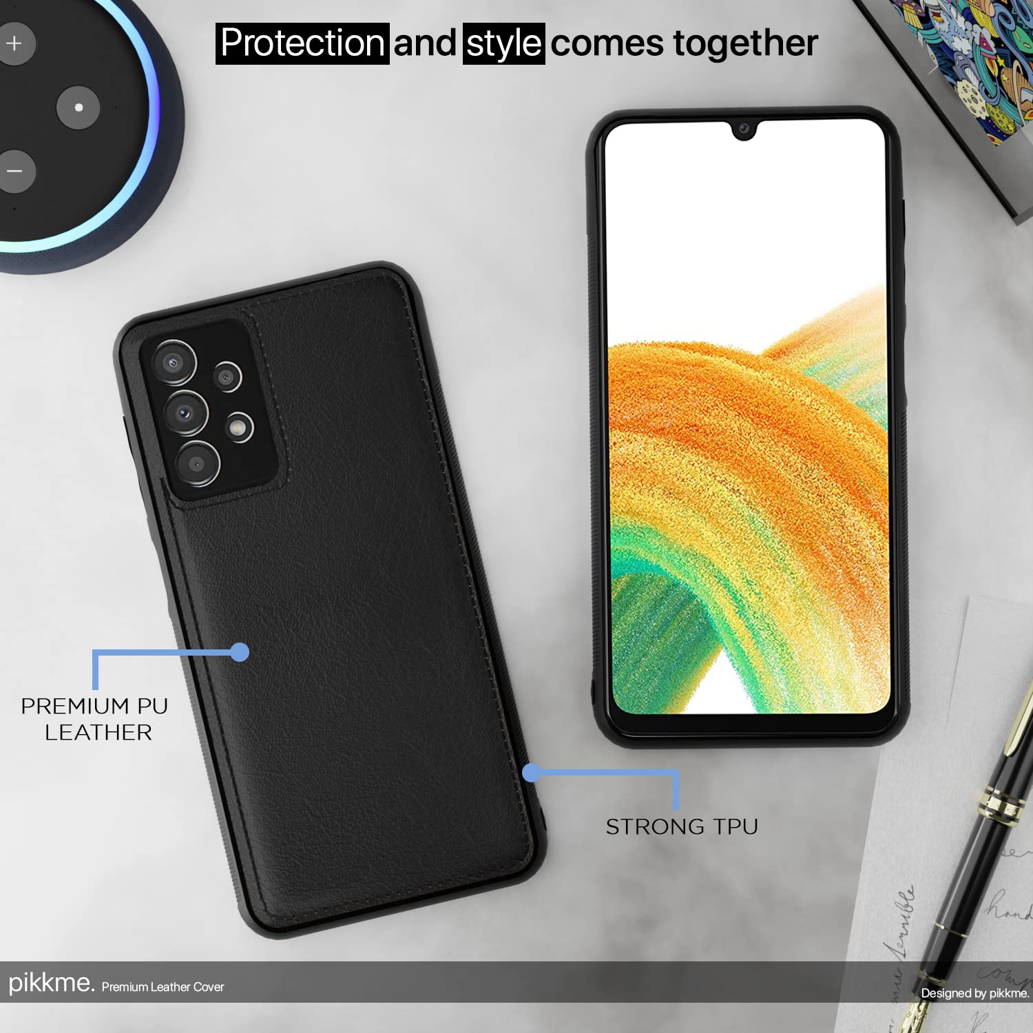 Pikkme Samsung Galaxy A33 5G Back Cover | Flexible Pu Leather | Full Camera Protection | Raised Edges | Super Soft-Touch | Bumper Case for Samsung Galaxy A33 5G (Black) 3