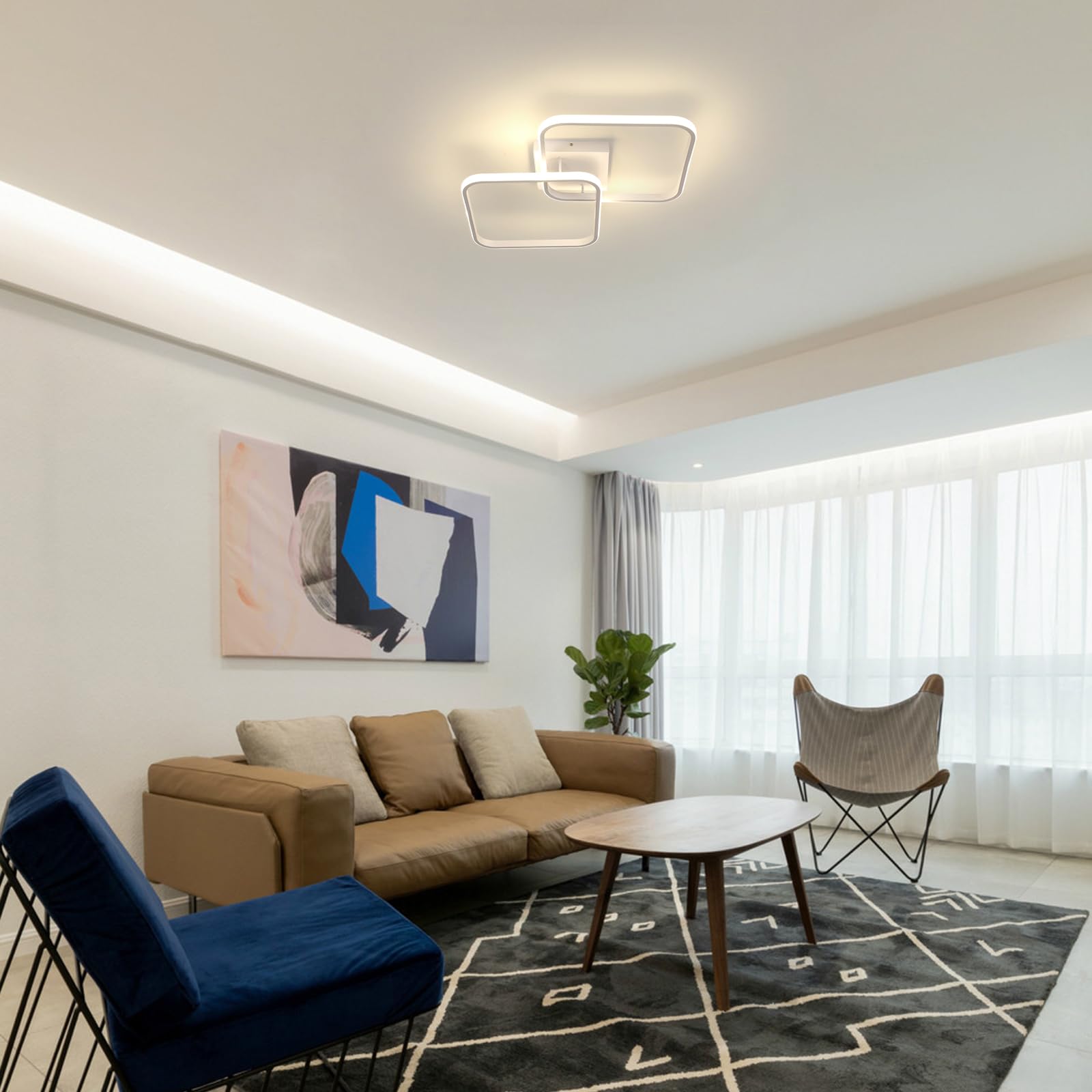 Toolight Plafoniera LED Soffitto 42W 4725LM, Lampada da Soffitto Moderna Quadrata 64cm Luce Naturale 4500K, Plafoniera in Acrilico per Soggiorno Camera da Letto Cucina Corridoio, Bianco