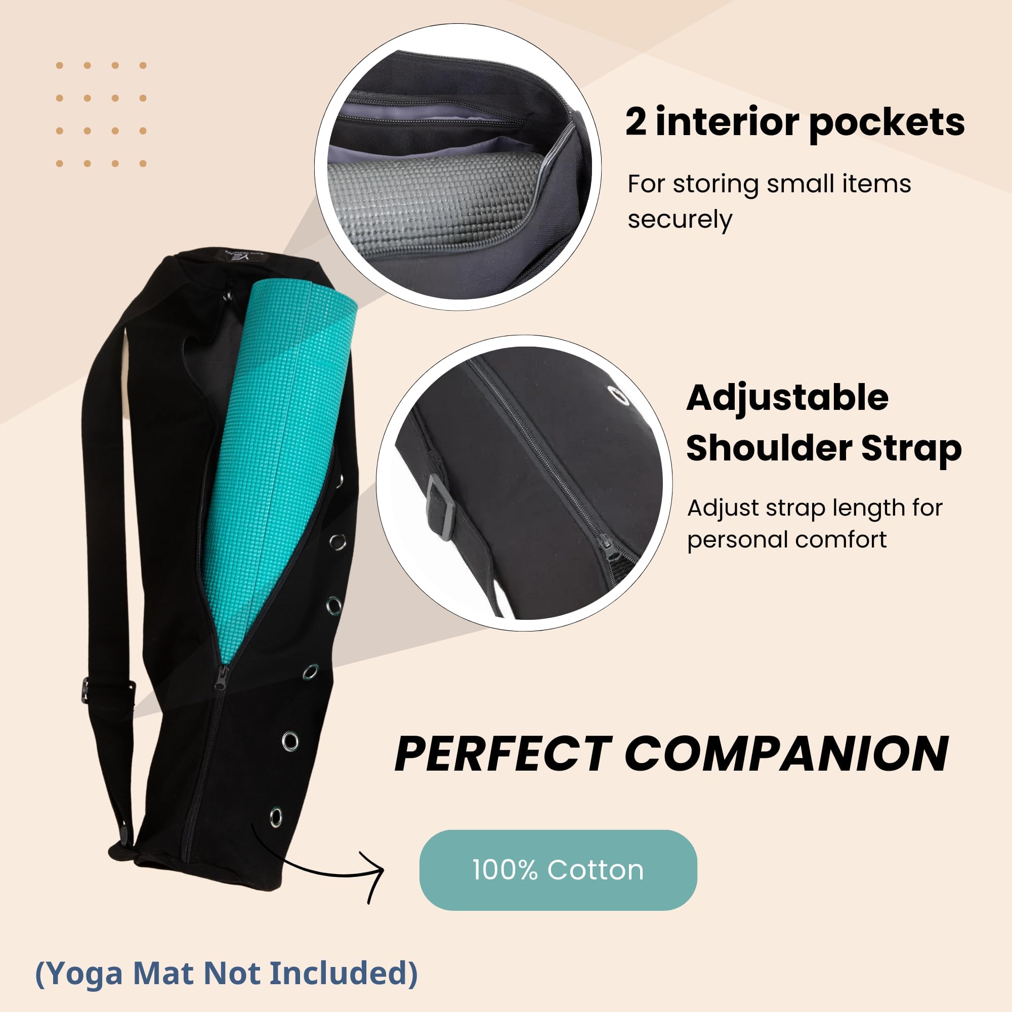 Everyday Yoga Torba na matę do jogi premium, wiele kieszeni, regulowany pasek, podróżna torba na siłownię, torba na matę