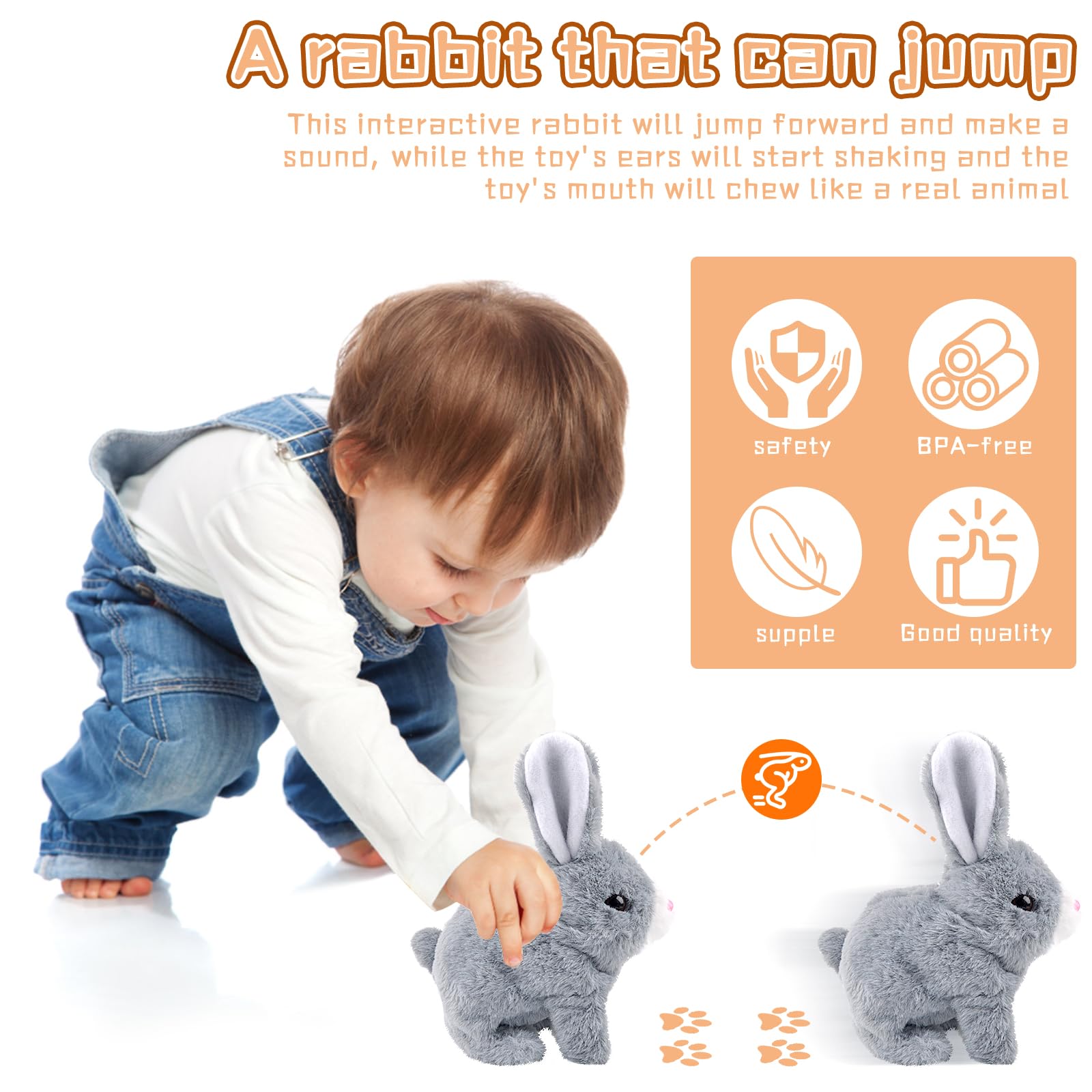 Pipihome Easter Bunny Toys Interactive Rabbit Toy with Carrot - Image 4