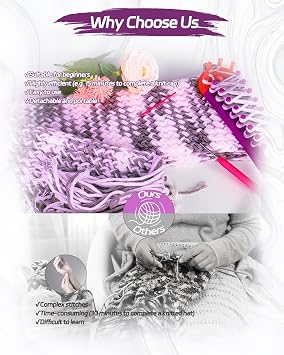 Coopay Loom Knitting Kit, Adjustable Round Knitting Loom Set with Needle and Hook, Long Rectangular Looms and Circular Looms, Loom Knit Starter Kit for Children and Beginner Adults, Interchangeable