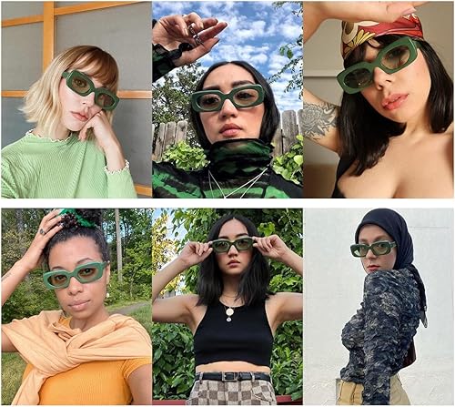 Miniatura 3 de VANLINKER Gafas de sol rectangulares para mujer, lentes ovaladas de moda retro, marco cuadrado delgado y estrecho UV400 VL9624