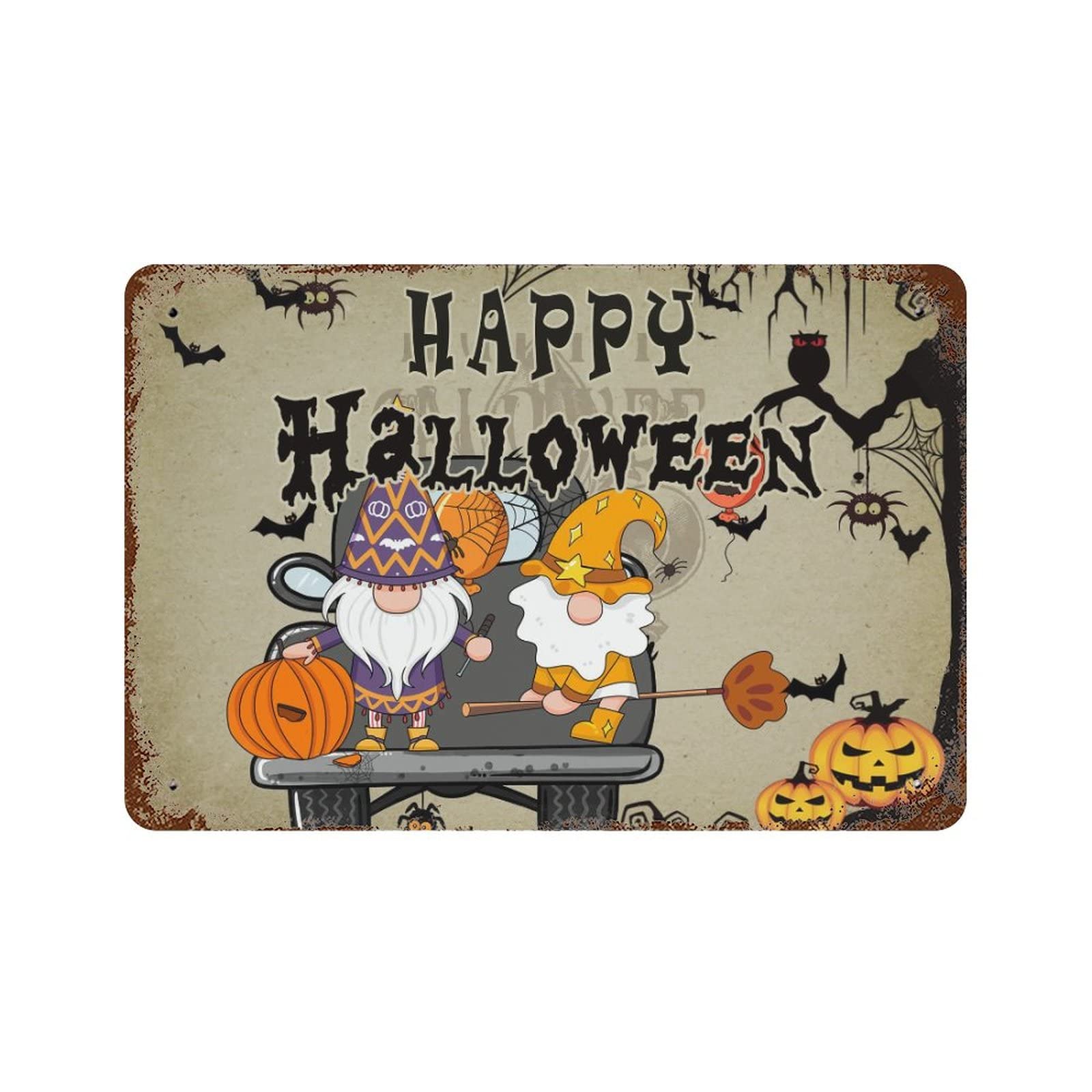 Panneau en métal Happy Halloween citrouille décoration automne 30x45 cm