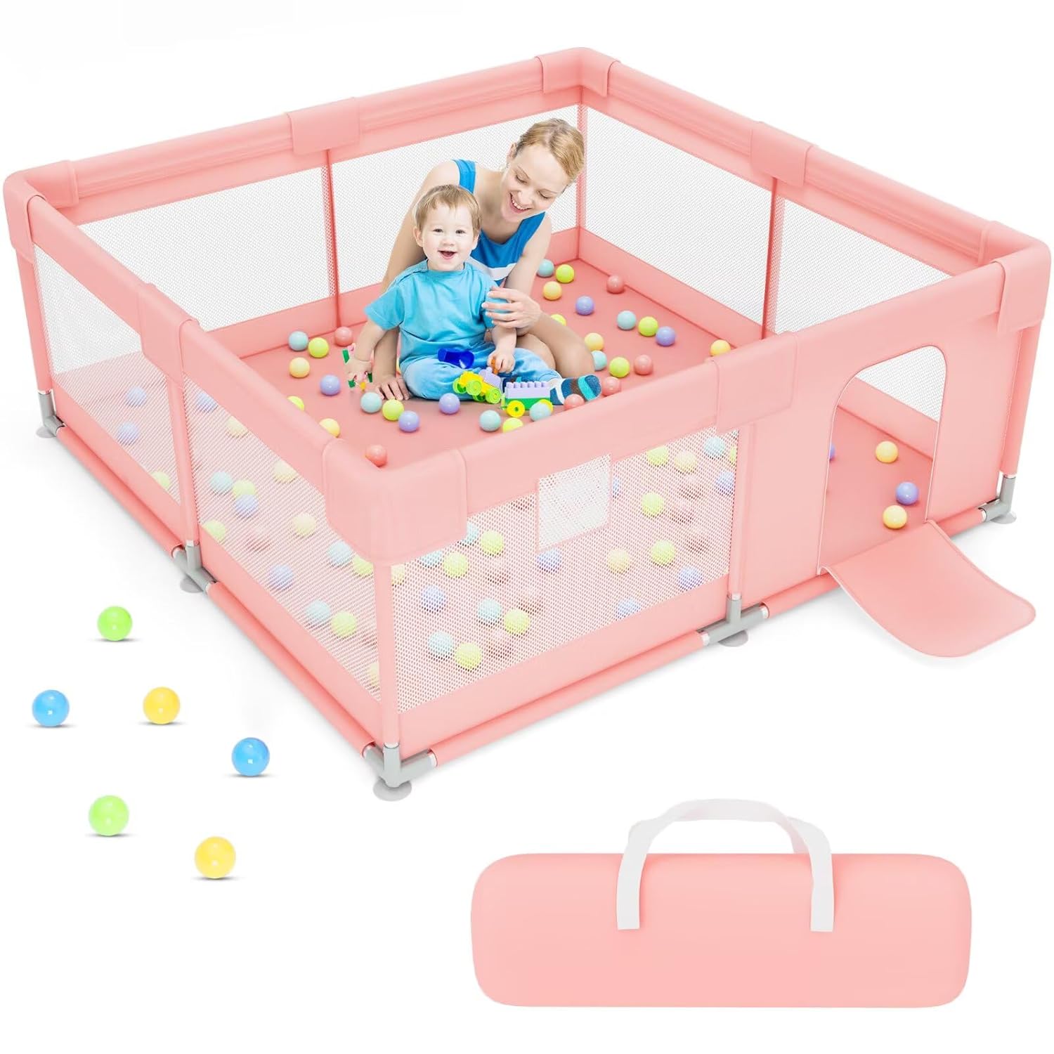 babyeap Baby Playpen,50x50 Inch Baby Playards,Pink