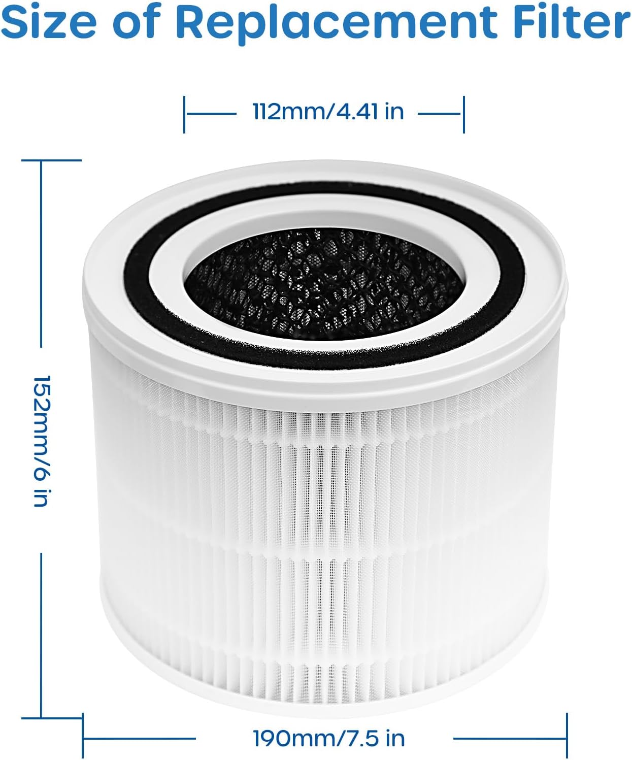 ECOWELL Air Purifier Replacement Filter, 3-in-1 H13 True HEPA Filter, Filtration System Filter Replacement Compatible With EAP250 for Office Livingroom, 1Pack, White