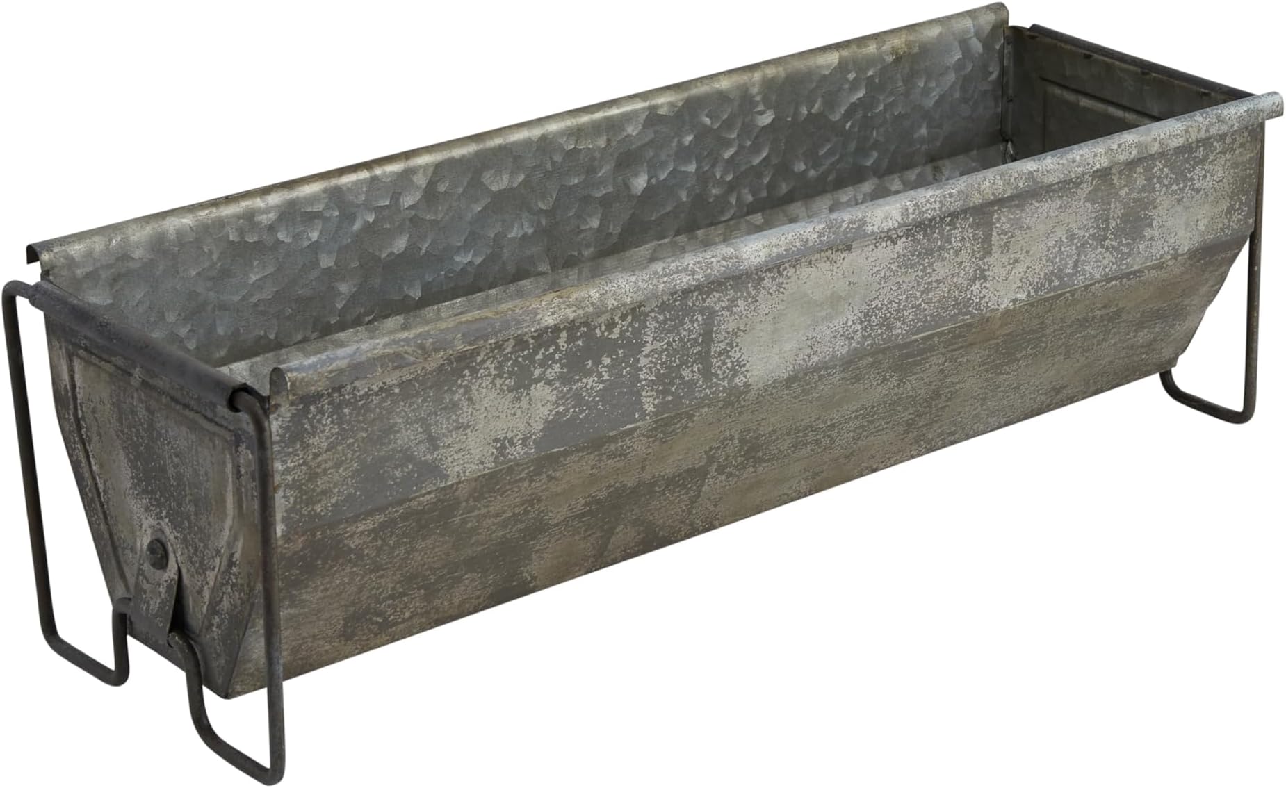 Creative Co-Op Metal Trough Container with Distressed Zinc Finish