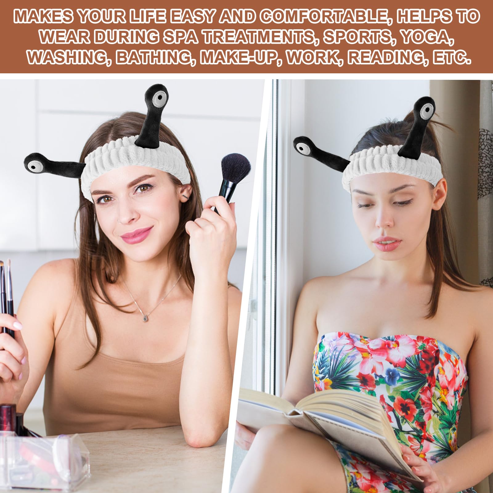 Heyu-Lotus 3 fasce elastiche per il viso, per lavare il viso, spa, palma e lumaca, accessori per capelli carini, accessori per capelli per lavare il viso, doccia, sport, bellezza e cura della