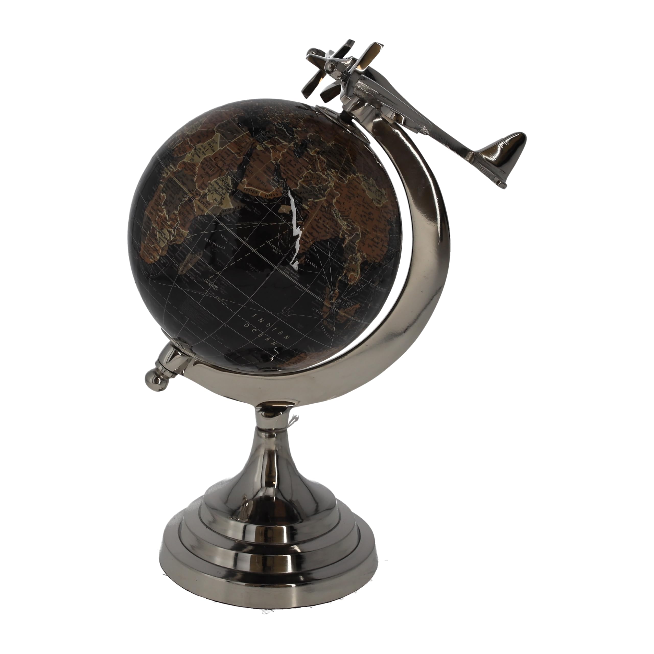 Keyhomestore | Mappamondo decorativo con aereo e base solida Ø25 cm | Design elegante per arredare interni moderni e classici