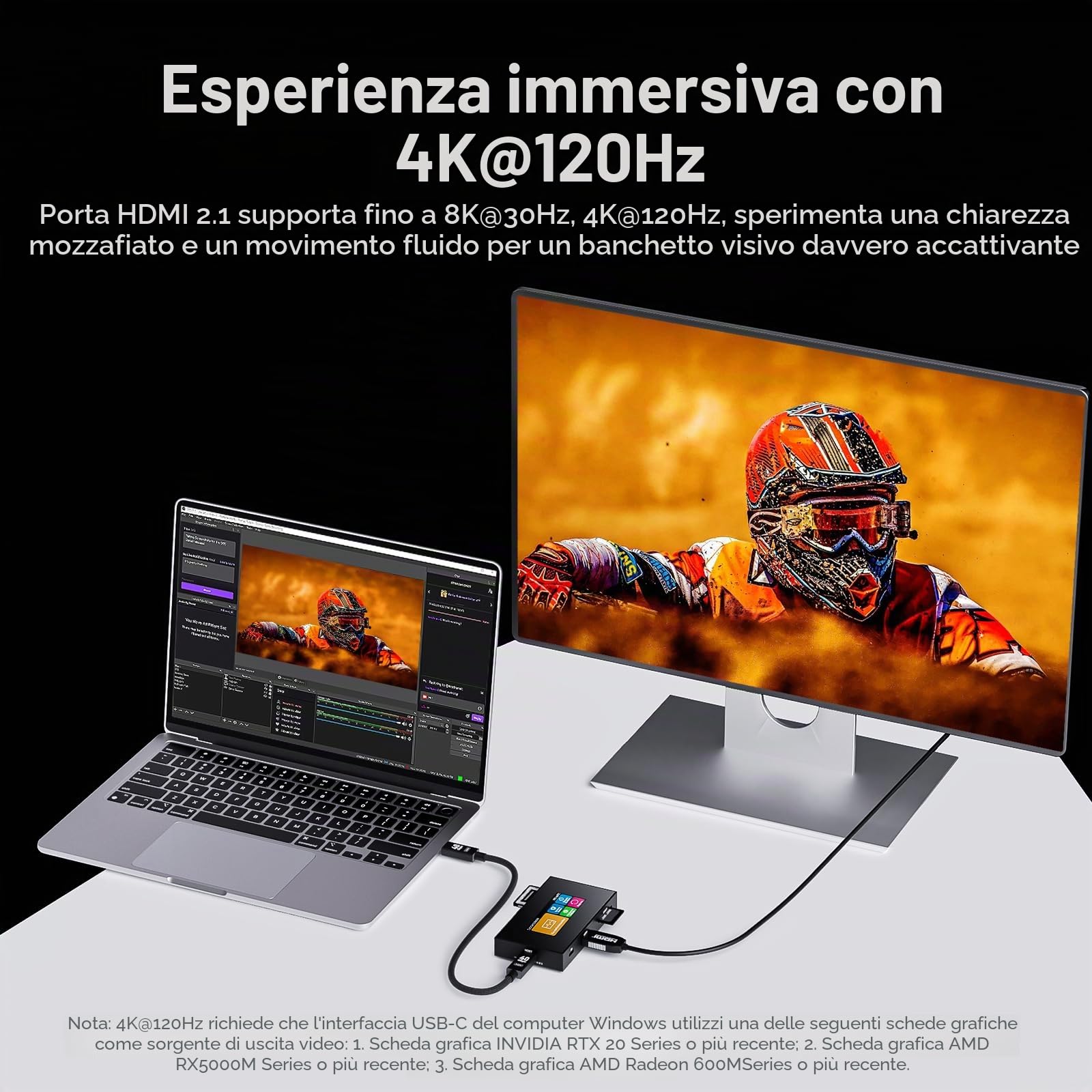 DOCKCASE Leggitrice Smart 8-in-1 CFexpress Type B/Type A con schermo tactil, slot UHS-II SD/microSD, uscita HDMI 4K@120Hz, USB-C & USB-A 3.2 Gen 2 10Gbps,PD 3.0 100W per cineasti, fotografi e creatori