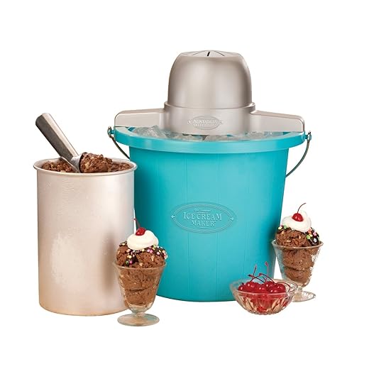 Nostalgia ICMP400BLUE 4-Quart Electric Ice Cream Maker with Easy Carry Handle