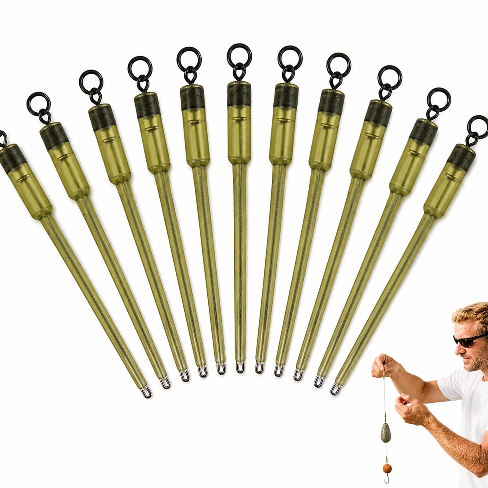Solvind 10 Pack 60mm PVA Bag Stems, Quick Change Swivel Carp Fishing Tackle