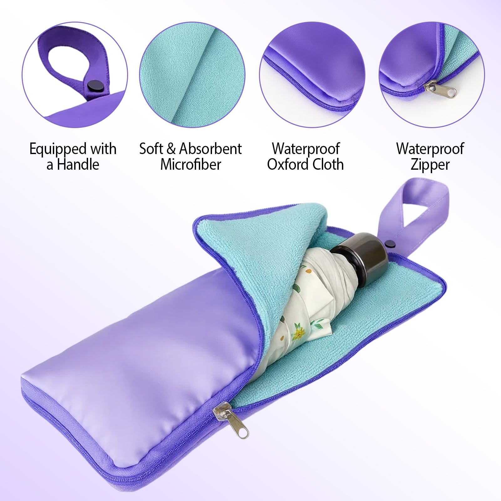 SurPse 2 Pcs 11x5 Inch Waterproof Oxford Cloth Umbrella Sleeves with Handles, Wet Bag and Wet Umbrella Bags - Image 3