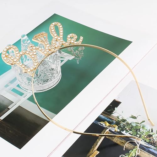 Miniatura 5 de BAHABY Diadema de novia, decoración de despedida de soltera, tiara de novia para despedida de soltera, despedida de soltera, boda (dorado)