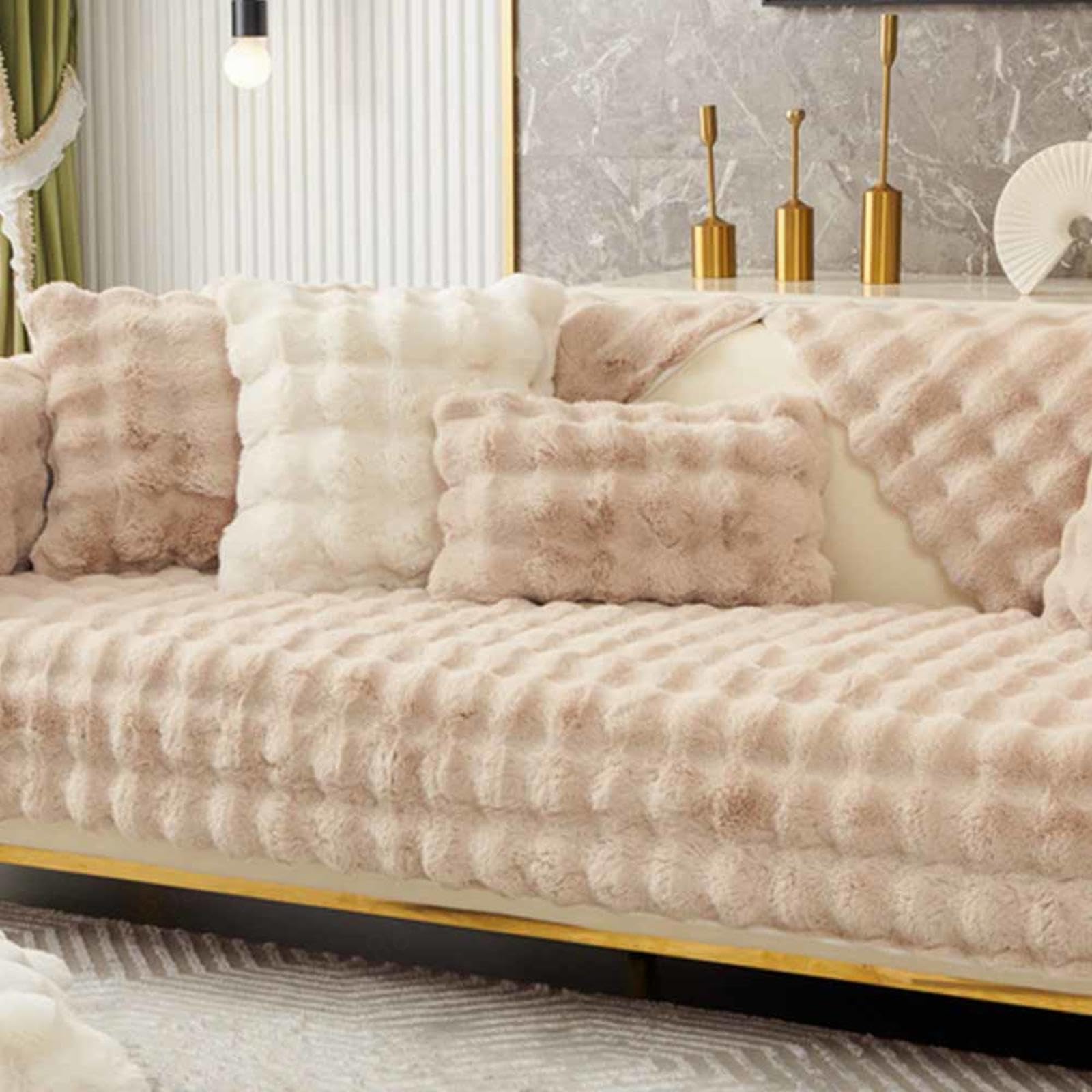 Racib Funny Fuzzy Corner Non Slip Sofa Cover, Velvet Waterproof Slipcovers Couch dog protector, Apply To L Shape 1-4 Seater, E-70x210cm