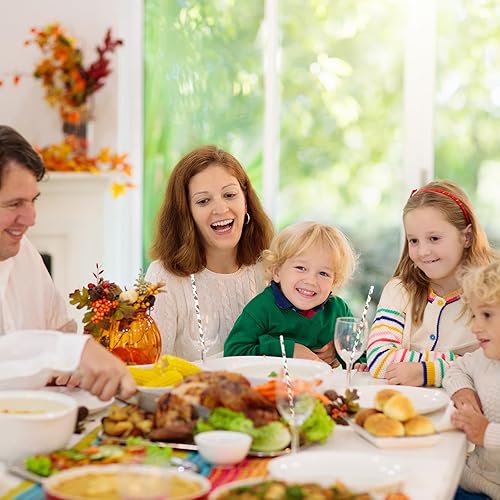 Miniatura 5 de Whaline 200 popotes de papel de otoño desechables de calabaza a cuadros blancos y negros, con patrón de calabaza, pajita decorativa de otoño para
