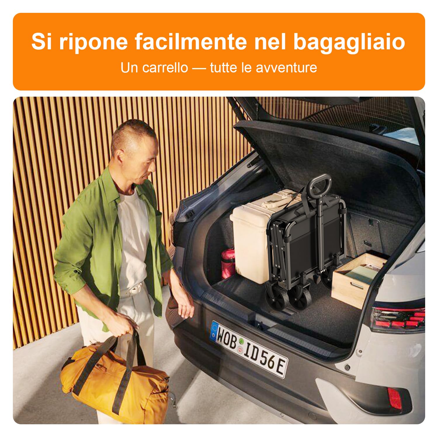 Carrello Pieghevole su Ruote 120L, 160KG Carrello Spiaggia Natale per Animali Domestici con Braccioli Regolabili Sacchetti per Tazze, Trasportatore Picnic per Campeggio All'aperto Giardino