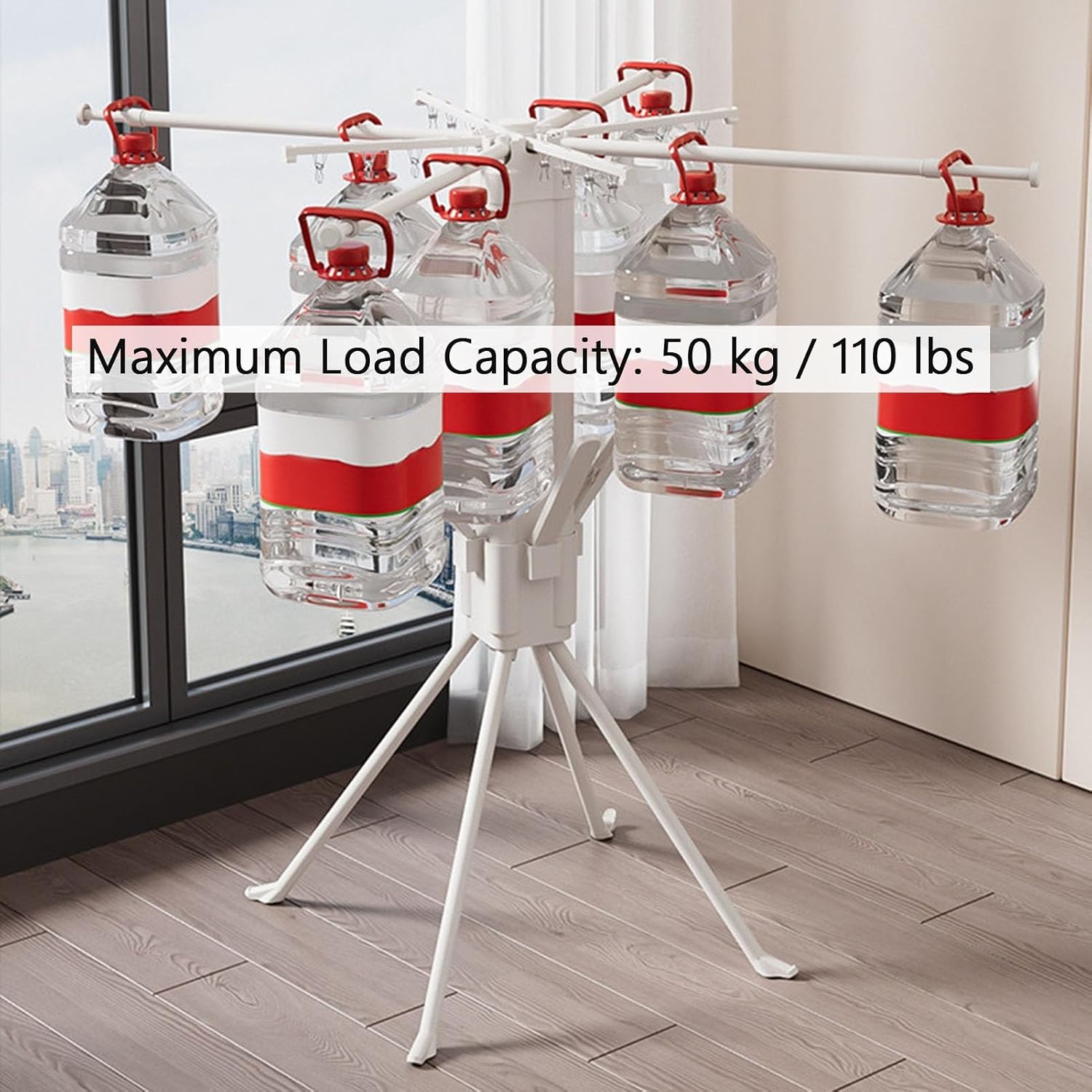Foldable Clothes Drying Rack,4-Legged Portable Laundry Stand with 8 Expandable Rods and Shoe Dryer Rack,Load Capacity 110 Lbs,for Clothes Socks Towel(Gray)