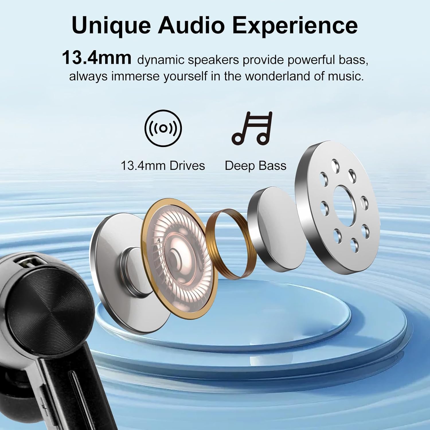 Single Ear Bluetooth Headset with 110Hrs Talk Time, Wireless Earpiece with Dual Noise Canceling Mic & 500mAh Charging Case, Bluetooth 5.3 Hands Free Headphones for Business/Office/Driver Work - Image 5