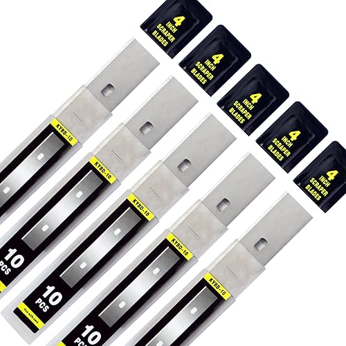 Miniatura 3 de Cuchillas raspadoras de repuesto, 4 pulgadas, 50 piezas, cuchillas raspadoras, cuchilla raspadora de piso, cuchillas de afeitar de repuesto,