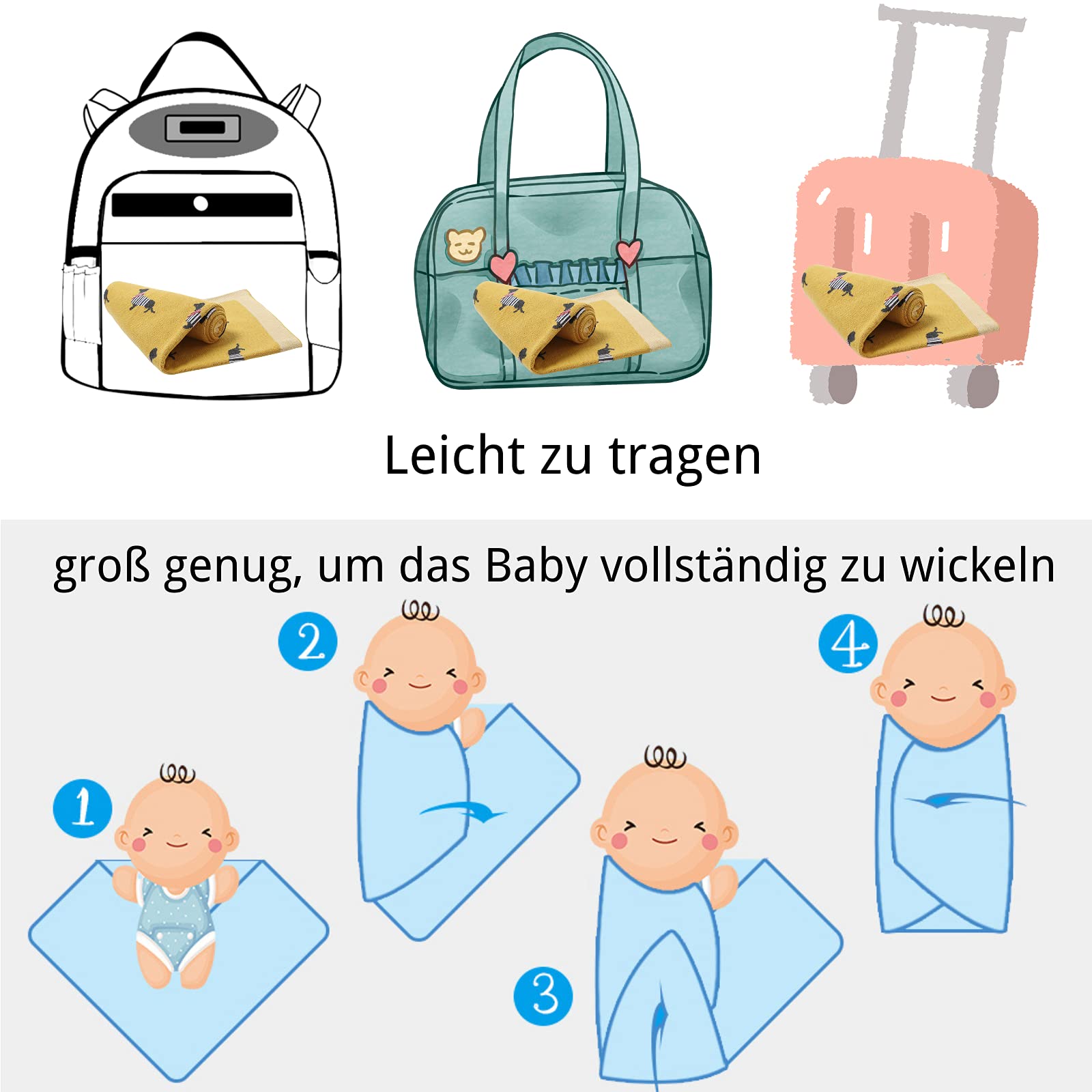 LAWKUL Babydecke 100% Baumwolle Weich Gestrickt Babydecken für Neugeborene Jungen Mädchen Dackel Wursthund 100x80cm Khaki