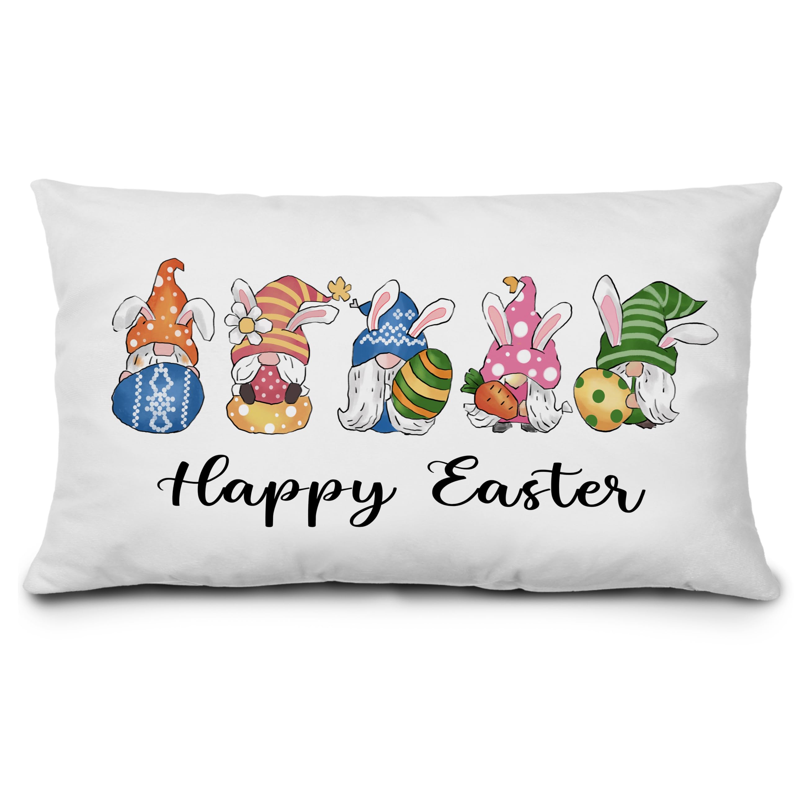 KEUSPI Bunny Gnome Easter Pillow Covers 12x20 Easter Home Decor Happy Easter Egg Gnomes Decorations for The Home