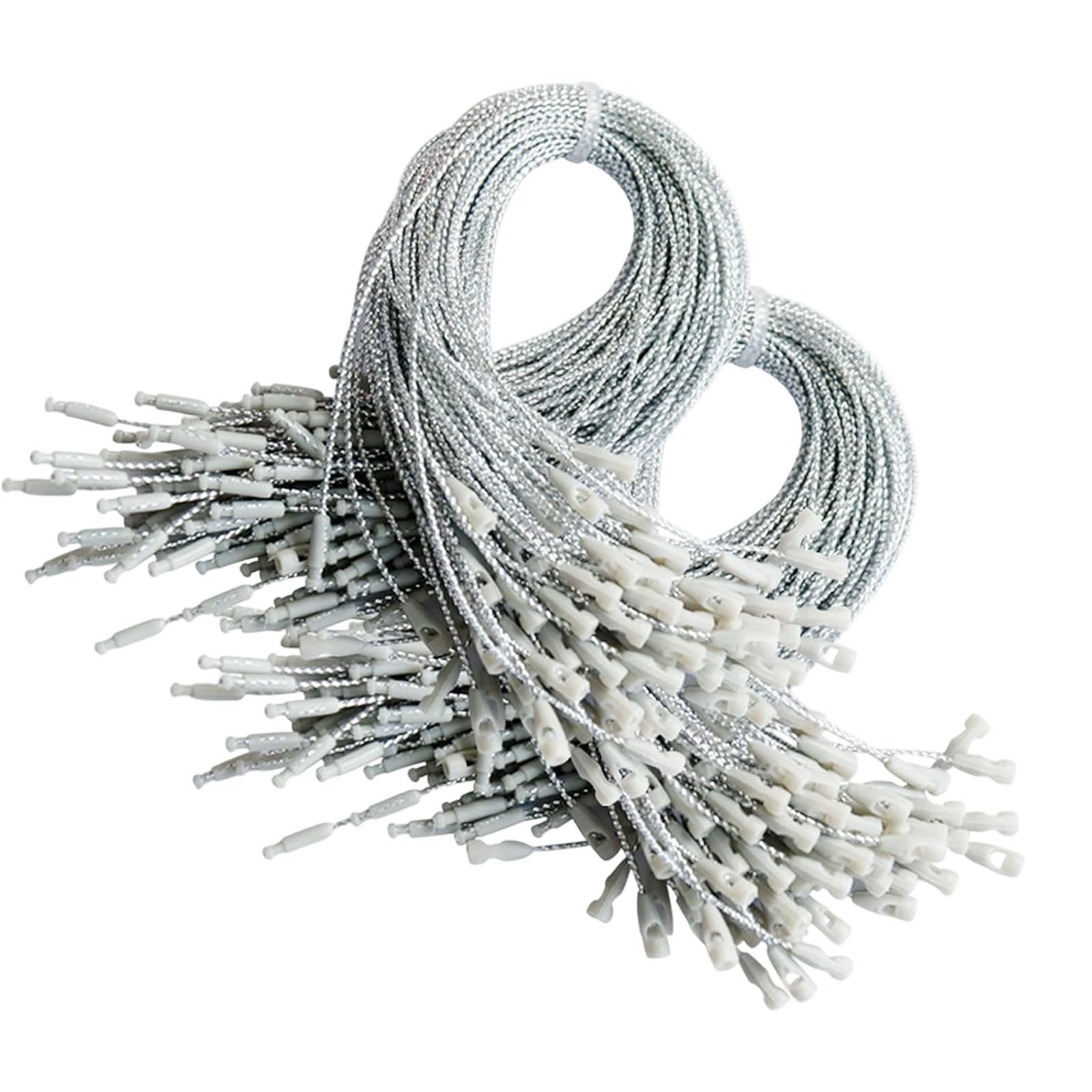 ZBIianxer 200 Piece Pre Cut Cord with Clip Locking Decoration Fasteners Rope Ornament Hook String for Christmas Tree Ornamentation Christmas Ornament Hangers String