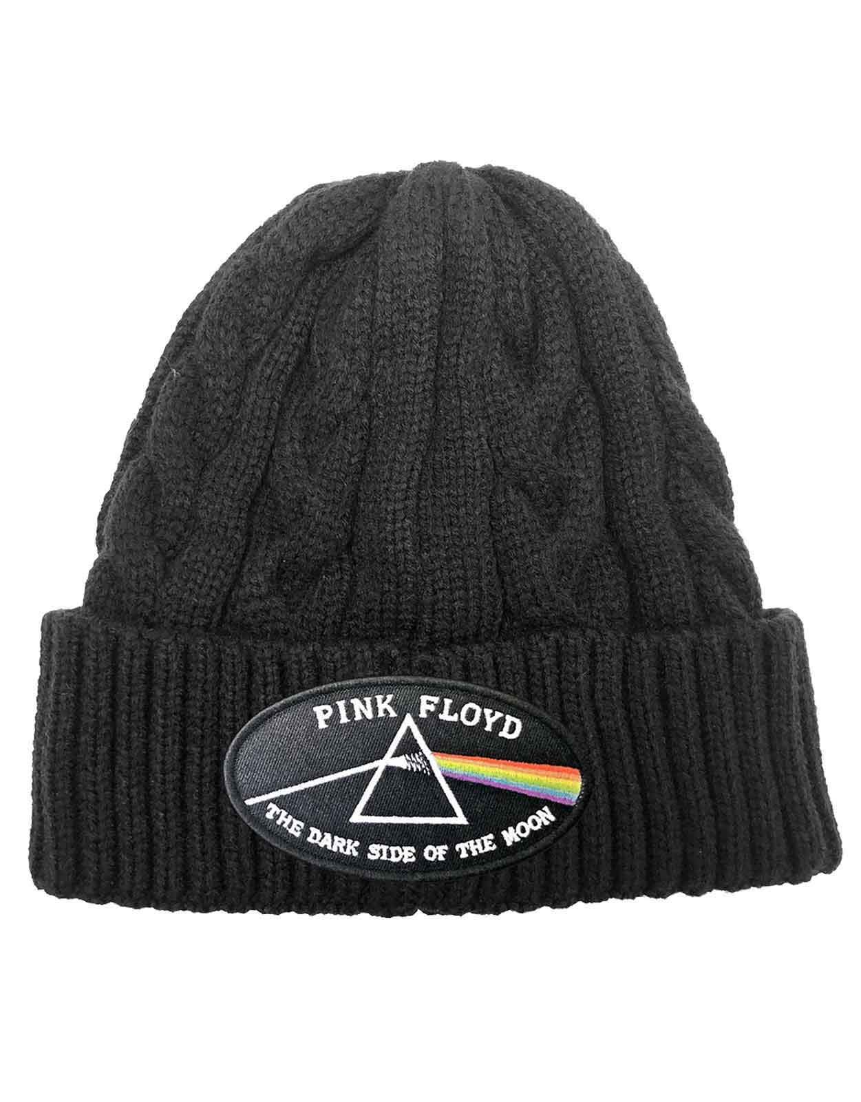 Pink Floyd Men's Black Beanie Hat Dark Side Of The Moon Border Official Cable Knit One Size