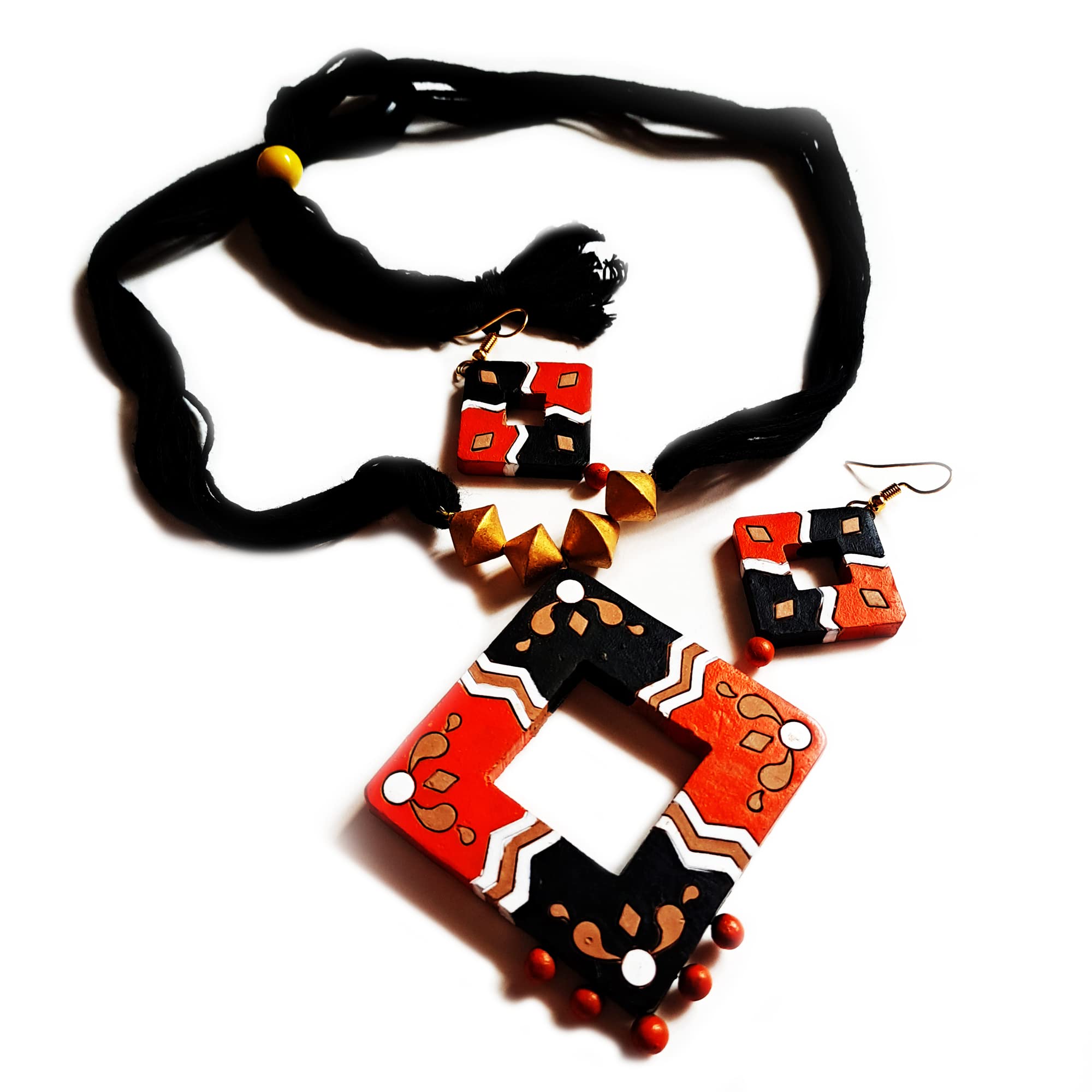 Avighna Square Shaped Terracotta Jewellery set (orange) (B0BBTSQFTR) Amazon Price History, Amazon Price Tracker