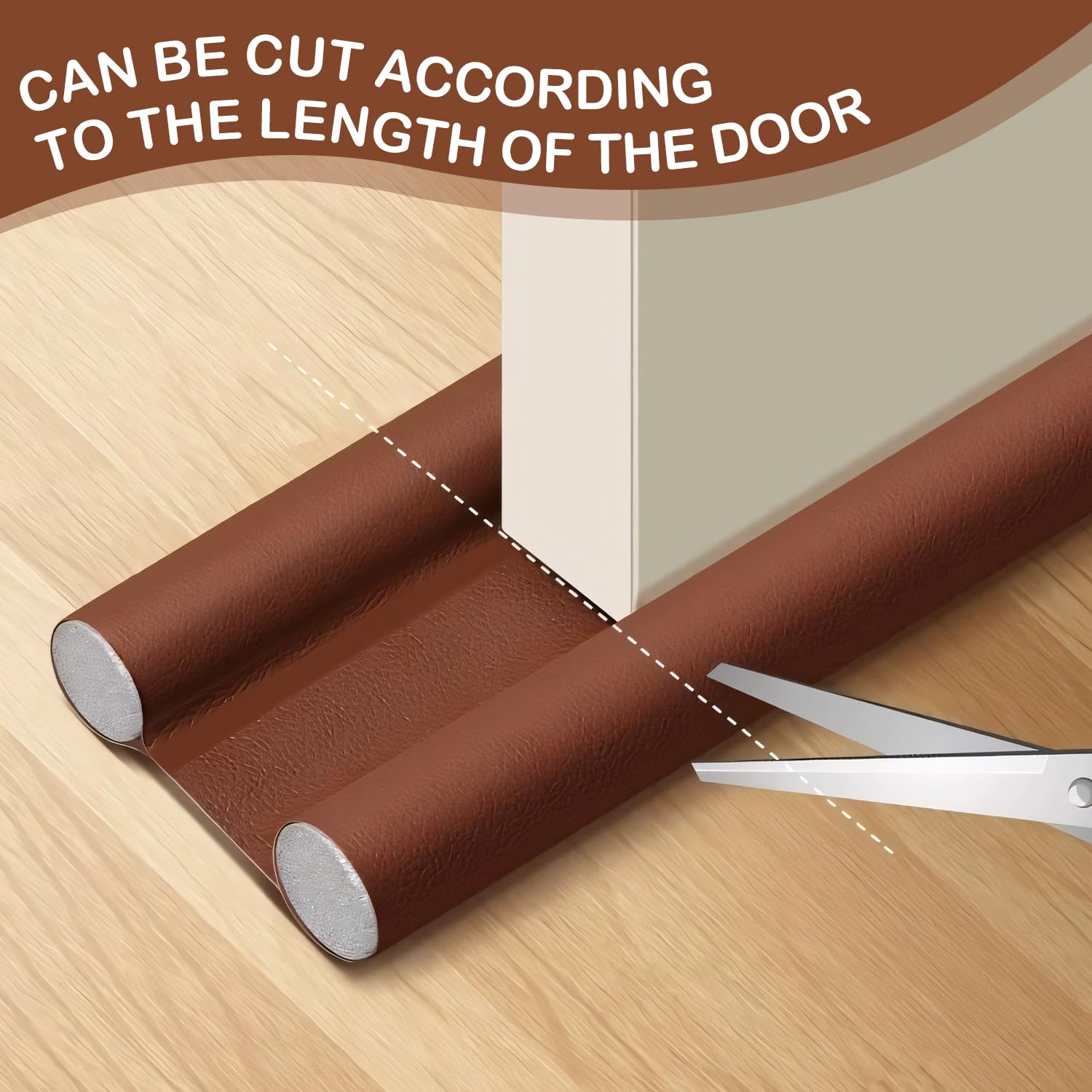Under Door Gap Filler 37in/96cm Door Bottom Seal Draft Excluder for Doors Seal Strip Doors Adjustable Soundproof Draught Excluder for Bottom of Door (Brown) - Image 3