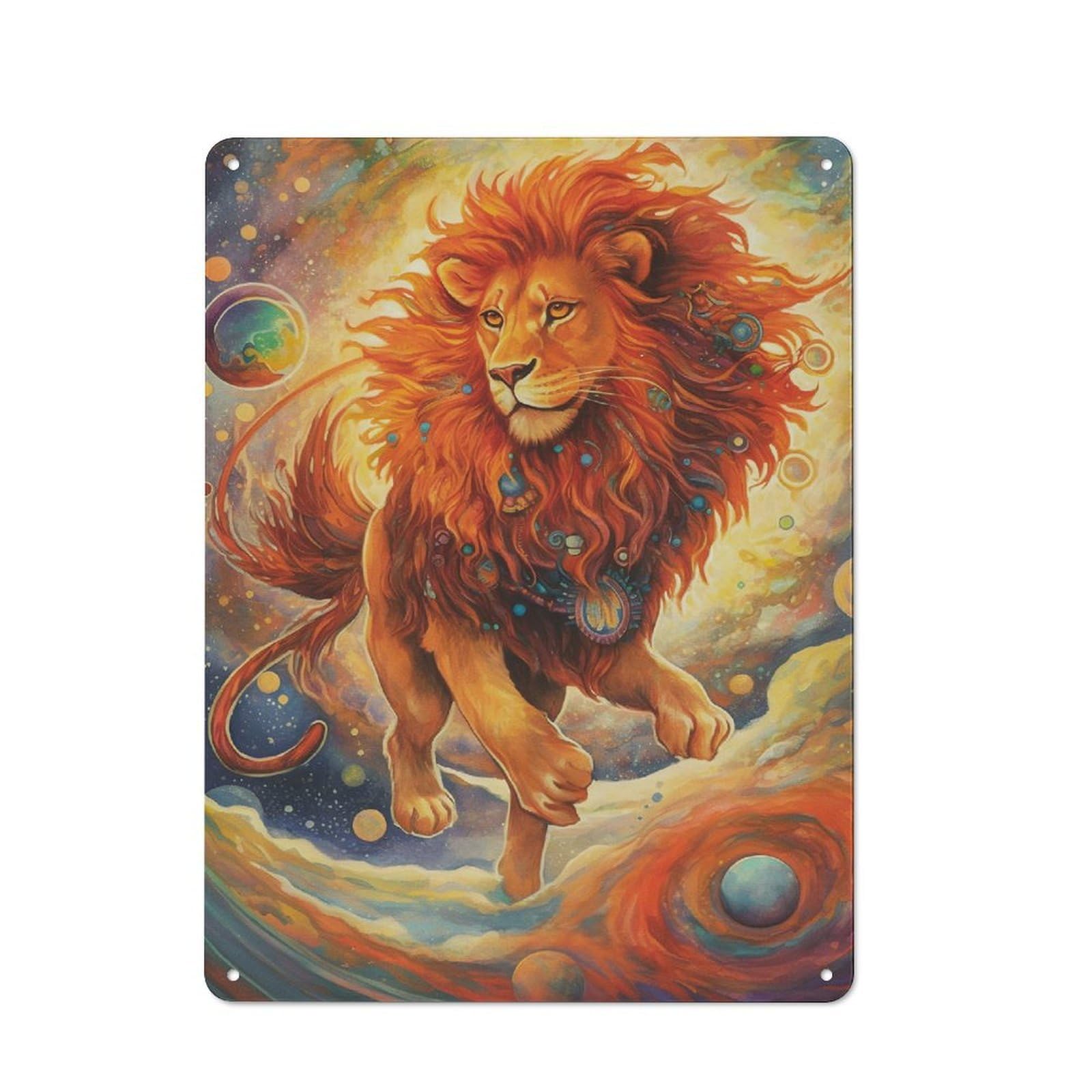 Cute Lion Garage Metal Sign 40x30cm, Weathered Look Shed Wall Plaque for Garage, Workshop, Shed Or Utility Room