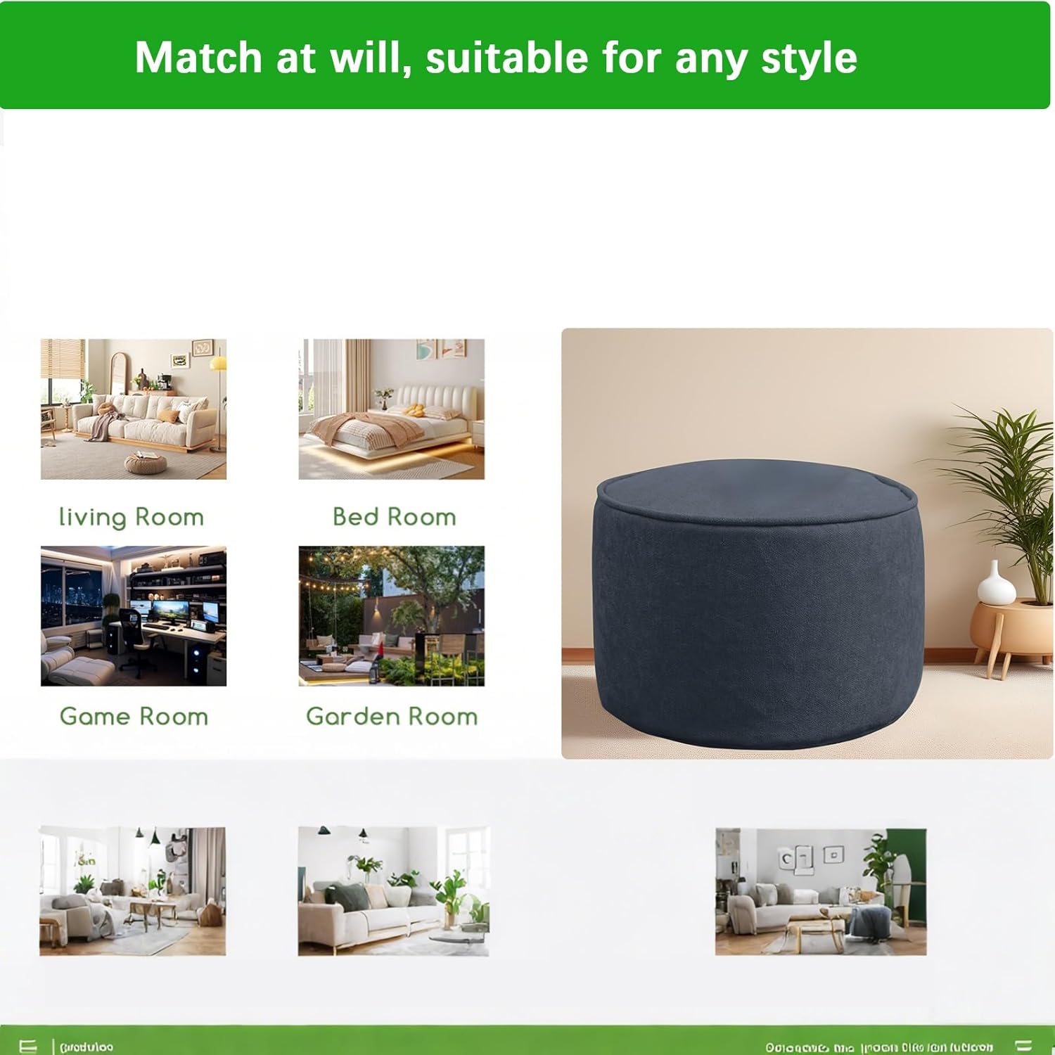 Ottoman and Foot Rest,OttomanFootstool Elevate Your Living Room Decor with Lightweight Comfort and Charm-A Round Modern Filler EPP Particles Foot Stool Perfect to Rest Your Feet(Blue)