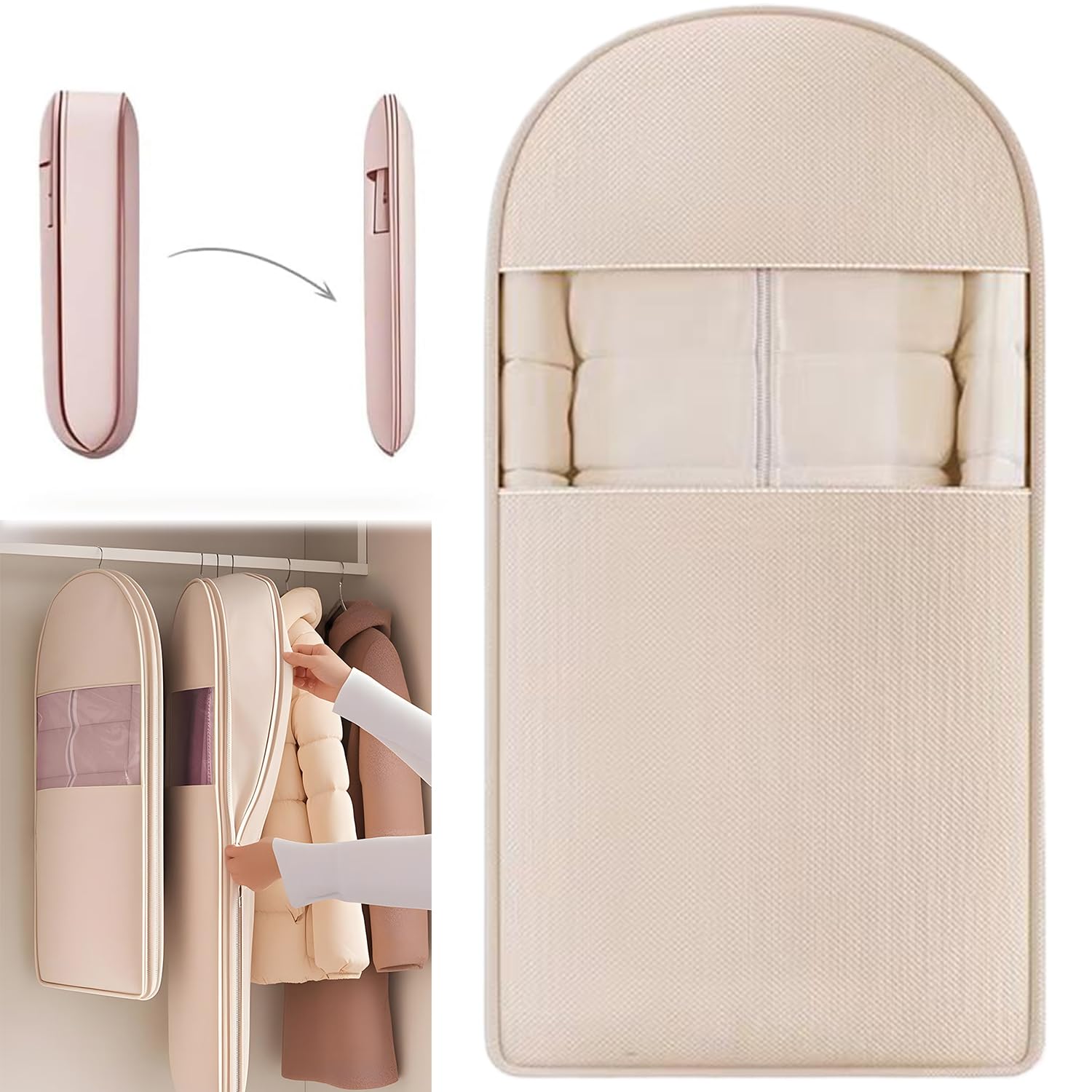 2025 Space Saving Hanging Garment Bag Garment Bags for Hanging Clothes with Self Compression Zipper Hanging Storage Bags