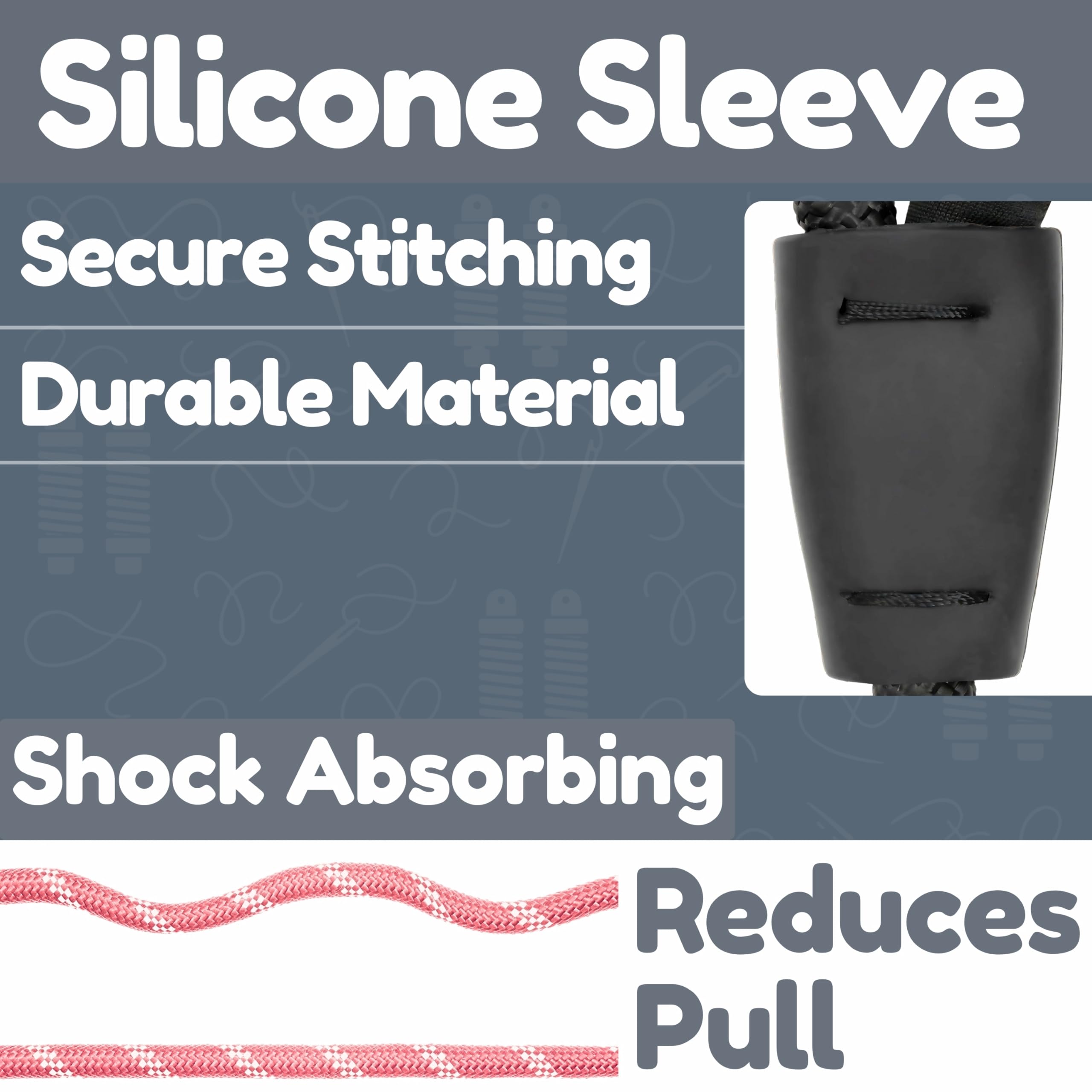 6 Foot Dog Leash, Two Extra Padded Handles, Locking Carabiner Clip, Reflective for Night Visibility, Weatherproof, Heavy Duty Rope Leash, Roam Gear (Pink) - image 7