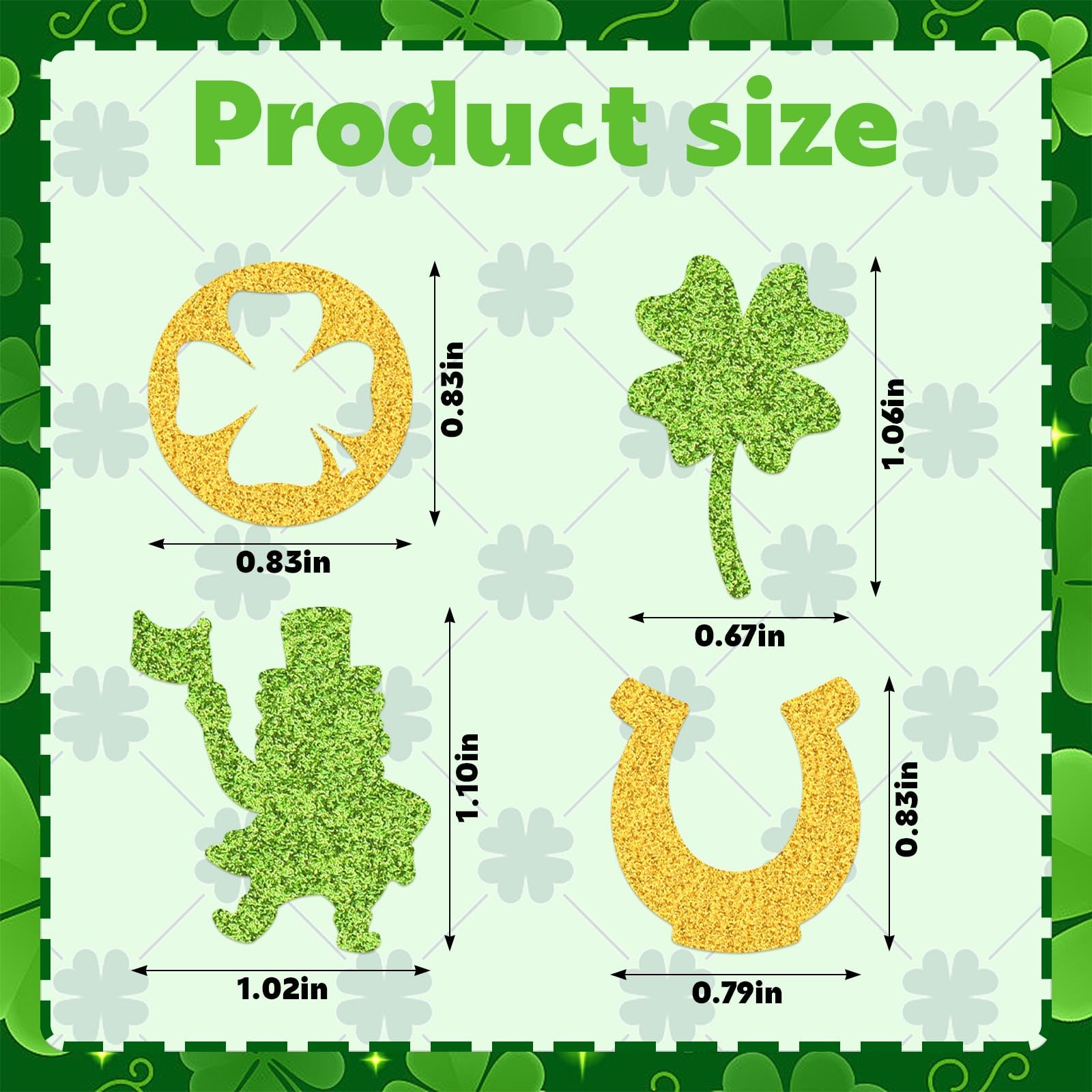 Hying 200 Stück St. Patrick's Day Konfetti Dekorationen für Tisch, irische Glückskleeblatt-Pailletten, Glitzer, Grüngold, Tischkonfetti, Hufeisen, Kobold, Papierkonfetti für St. Patrick's Day Party